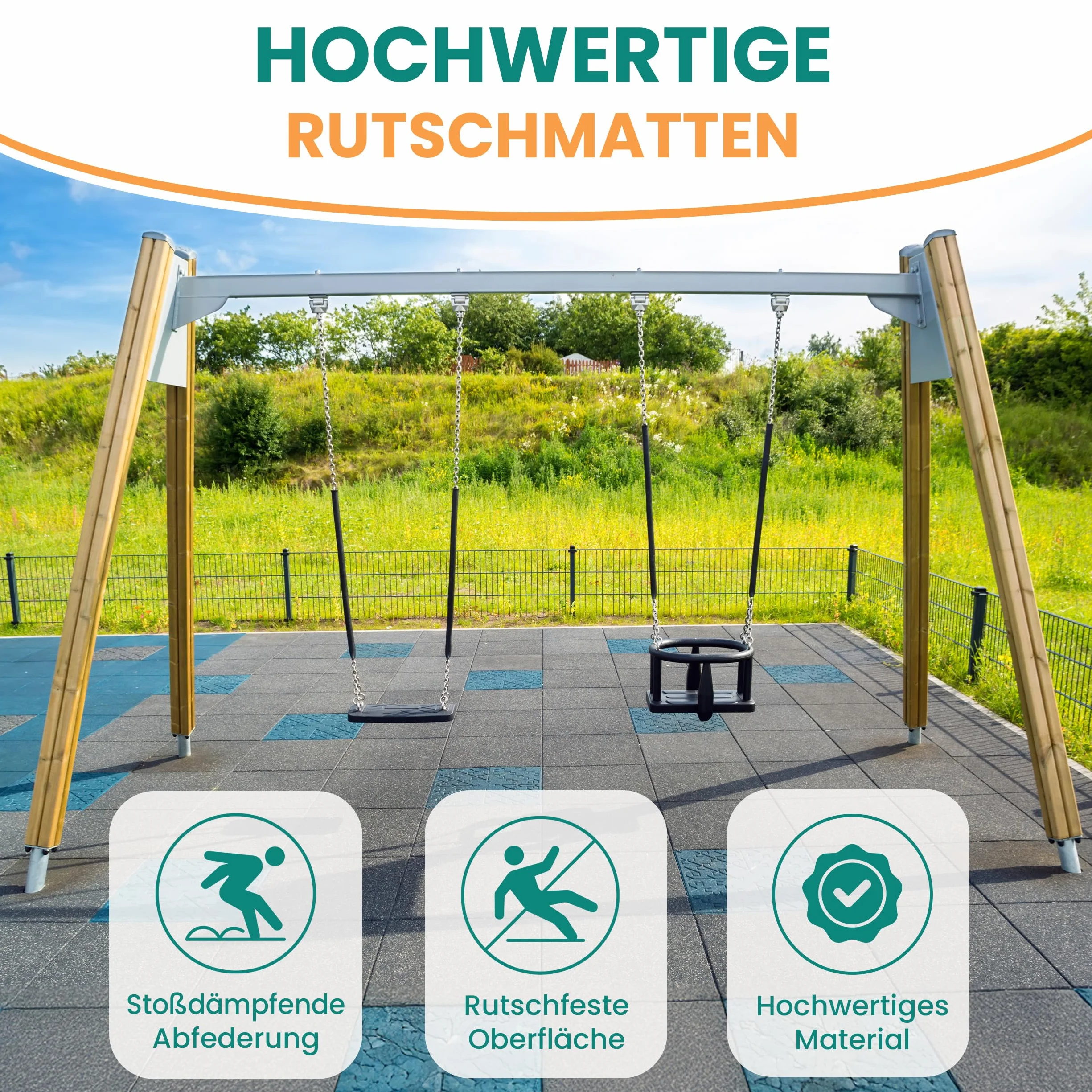 Gartenpirat Mata amortyzująca 50x50 cm 25 mm czerwona – mata gumowa antypoślizgowa do ogrodu, na plac zabaw, pod huśtawkę i zjeżdżalnię – do wewnątrz i na zewnątrz
