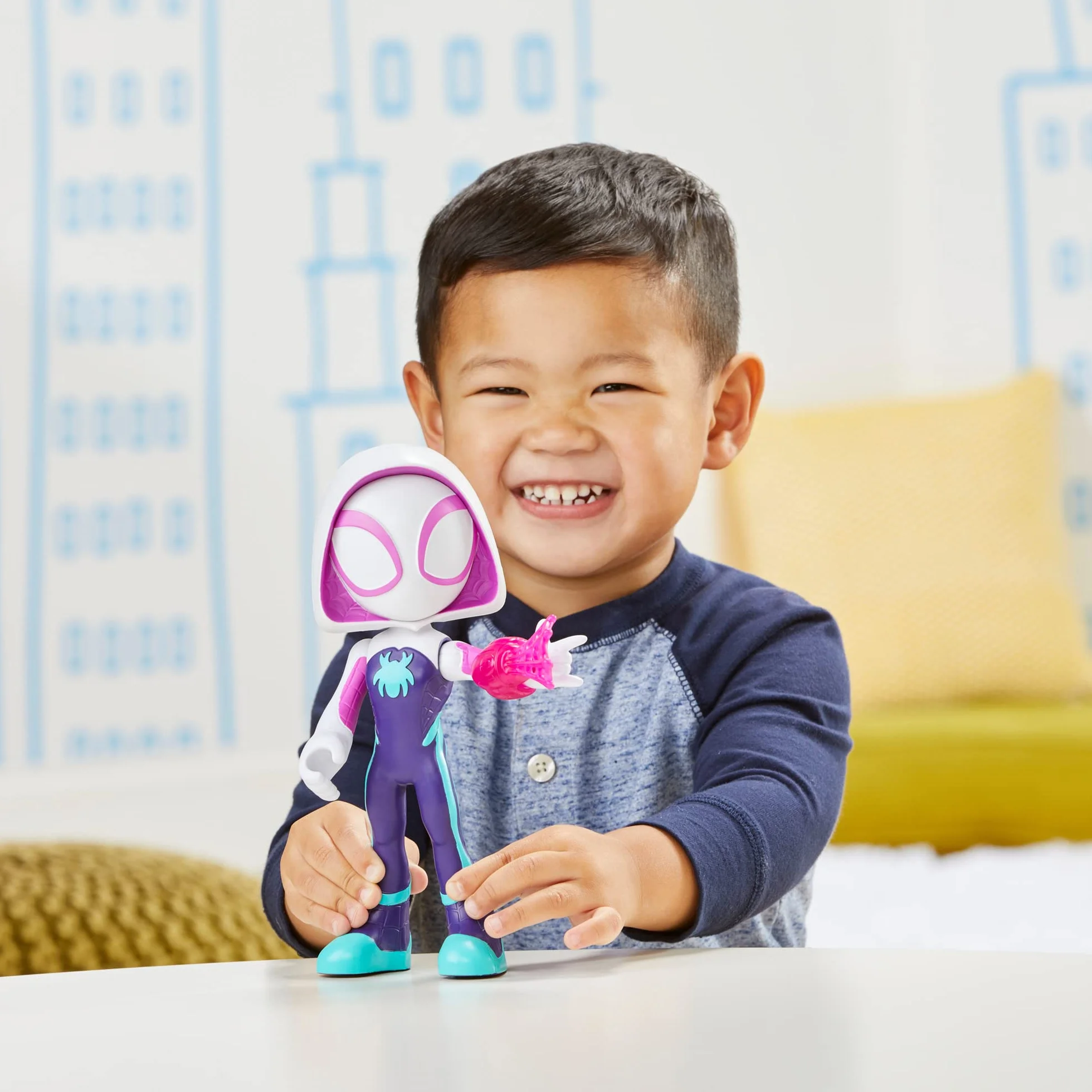 Superwielka figurka Ghost-Spider o wysokości 22,5 cm z serialu ""Spidey i super-kumple"" Marvela, zabawki dla przedszkolaków, zabawki z superbohaterami dla chłopców i dziewczynek w wieku od 3 lat