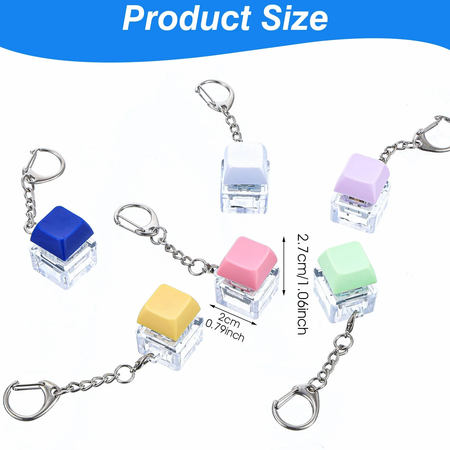 Mabor 6 sztuk fidget zabawka fidget keyboard, breloczek do kluczy z nasadkami na klawisze i guzikami, dla kobiet i mężczyzn, redukuje stres i spędzanie czasu (6 kolorów)
