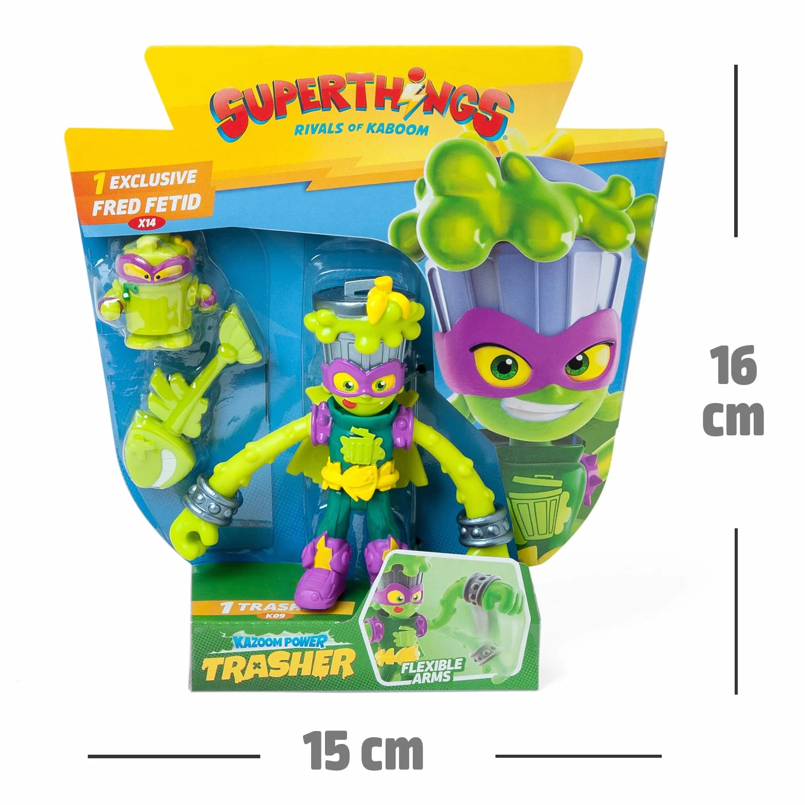 SUPERTHINGS KAZOOM Power Mission – Kazoom Kids. Figurka Trasher z serialu TV „SuperThings Kazoom Power”. Zawartość: 1 Kazoom Kid, 1 ekskluzywny SuperThing, 1 akcesorium