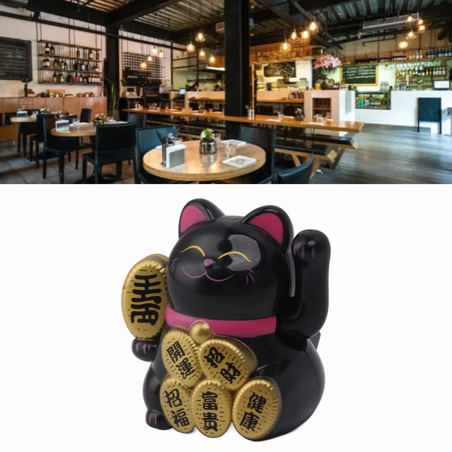Solar Machający Kot, Bogactwo Lucky Cat, Fortune Cat for Home Car Office, Wave Arm Powodzenia, Energetyczne Dekoracje Biurka, z funkcją Wykrywania światła Słonecznego, Prezentem (01)