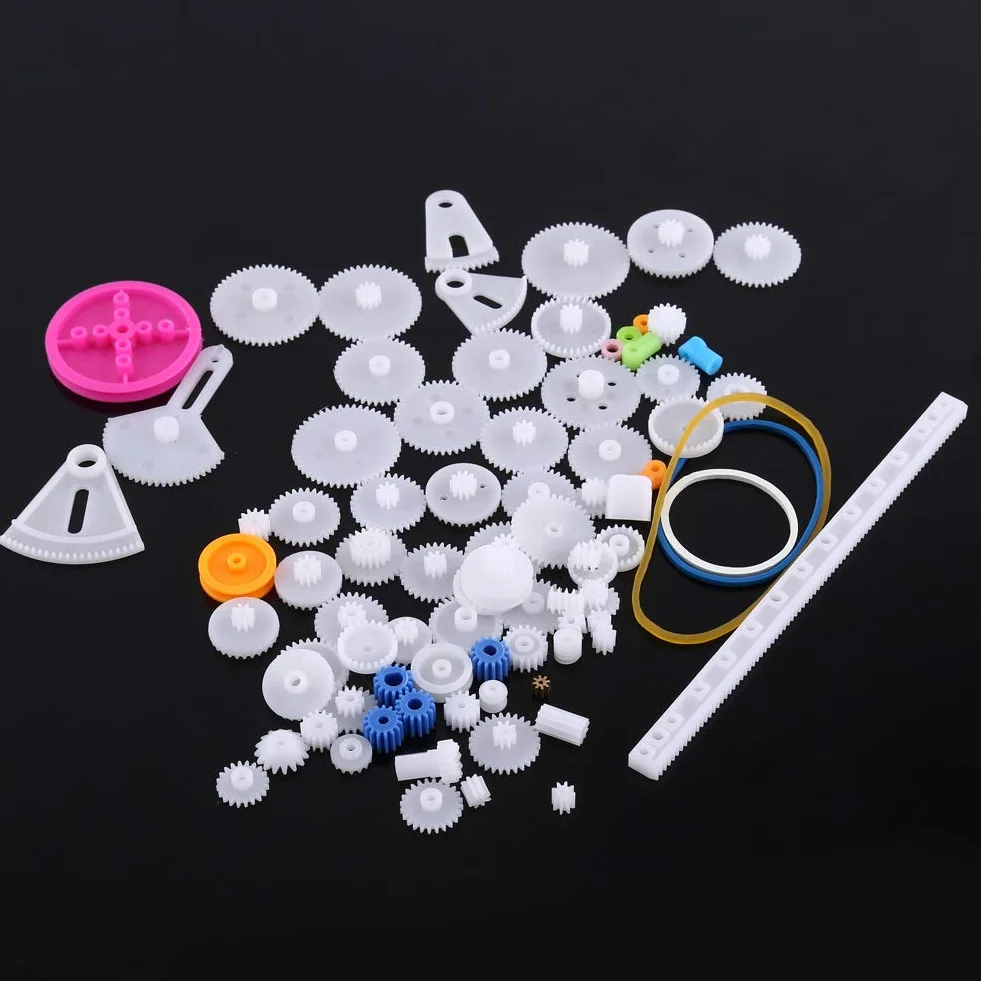 Plastikowy zestaw narzędzi 12V silnik elektryczny koła zębate koło pasowe zestaw ślimakowy korona koła zębate części zabawki do robota-zabawki (esencja 85 rodzajów przekładni)