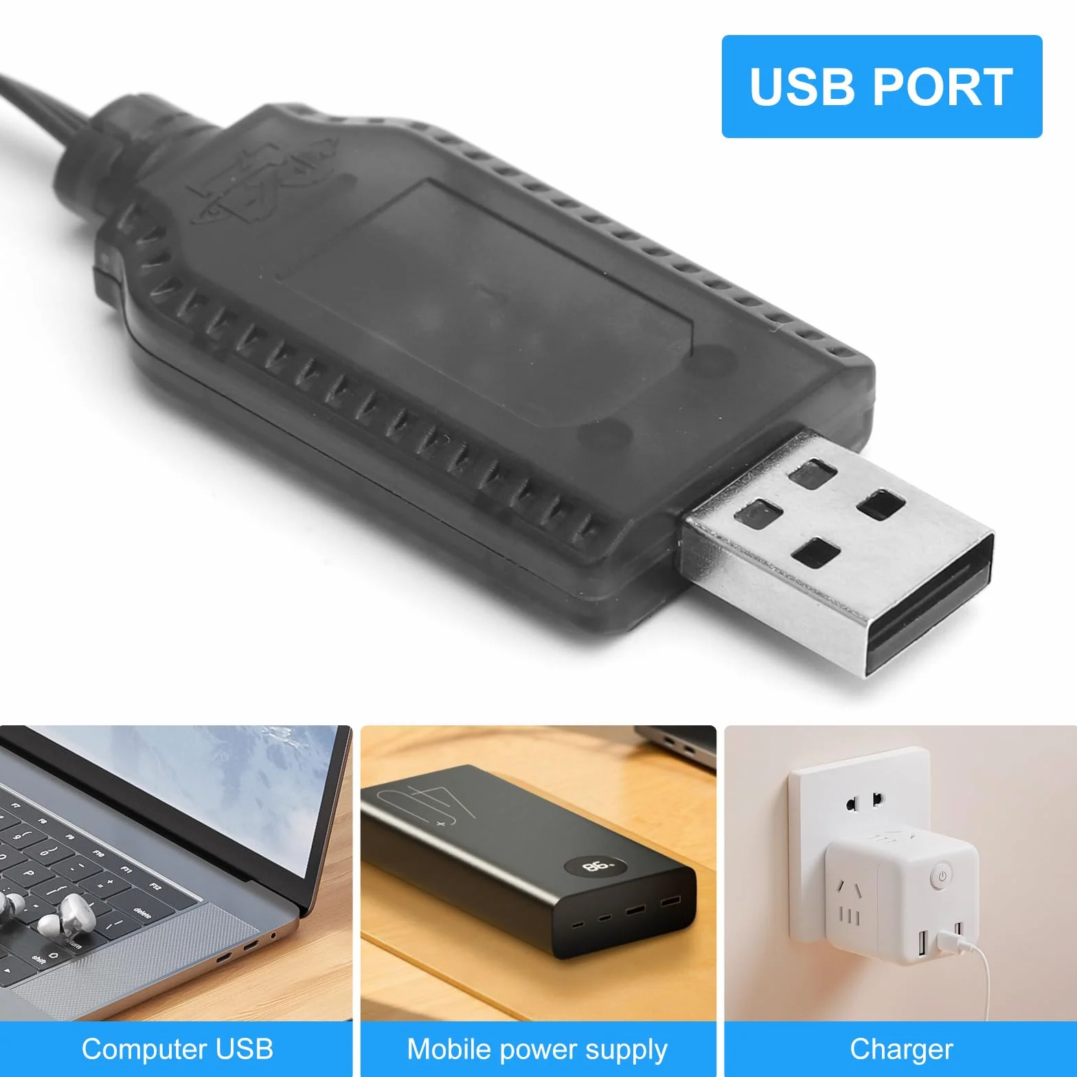 TNSLAND Ładowarka Lipo 7,4 V USB RC z wtyczką SM-3 pin ochrona przed przeładowaniem LED