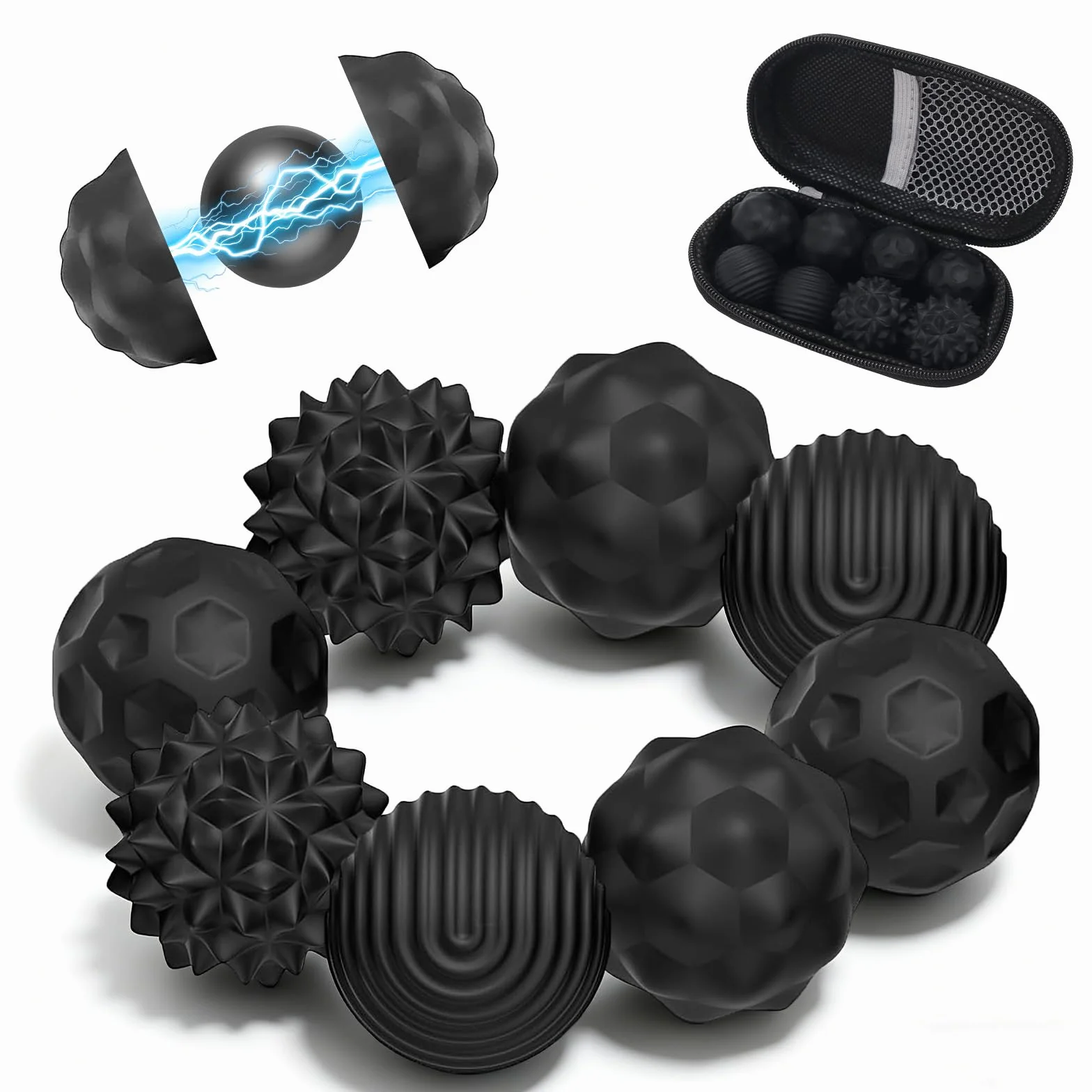 Magnetyczne zabawki Fidget Toys, 8 sztuk, silikonowe, redukujące stres, zabawki dla dorosłych i dzieci z autyzmem, ADHD i stanami lękowymi (czarne)
