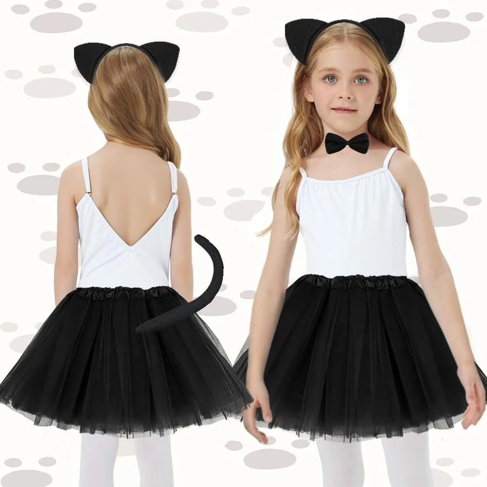 ACWOO Kostium tygrysa, dla dzieci, 5-częściowy zestaw z akcesoriami, sukienka tutu, dla dziewczynek, na karnawał, cosplay, Boże Narodzenie