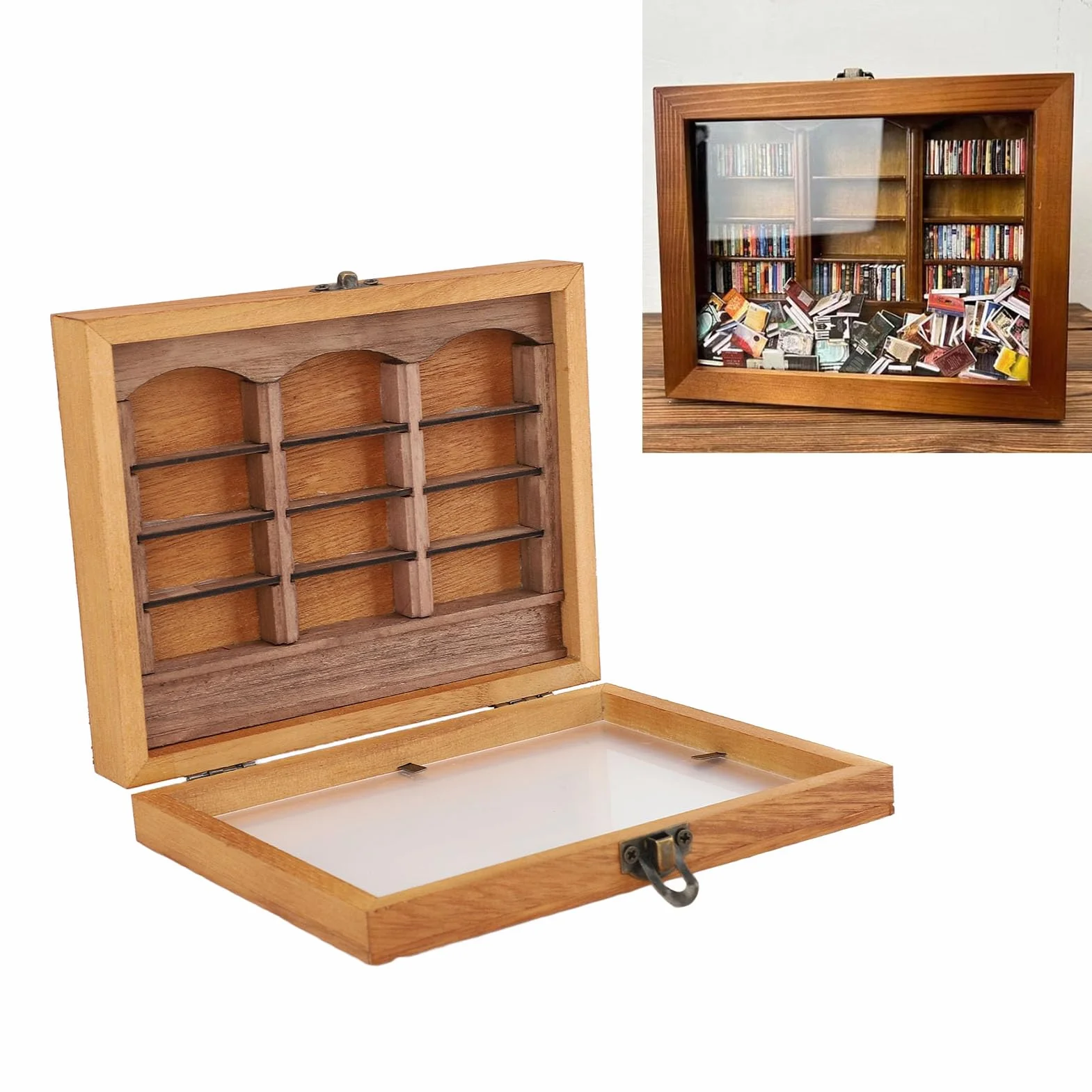 Domek dla Lalek - Mini Regał z 196 Książkami, 4 Piętra Półka na Książki, Miniaturowe Meble, Akcesoria do Dekoracji