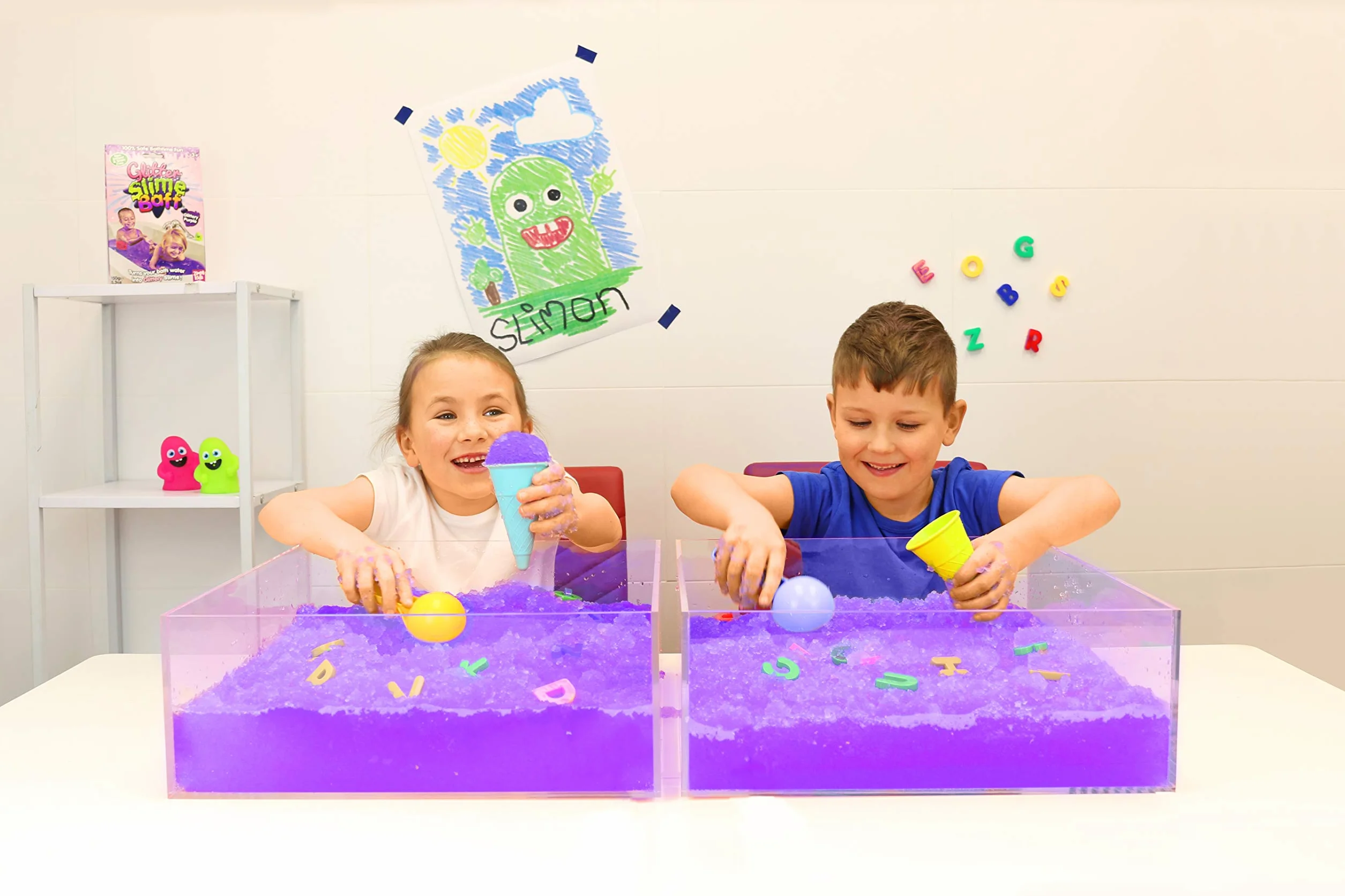 ZIMPLI - Eco Glitter Gelli Baff Purple, 1 kąpiel lub 6 zabaw, w magiczny sposób zamienia wodę w gęstą, kolorową mazię, zabawka do kąpieli dla dzieci nadająca się do recyklingu