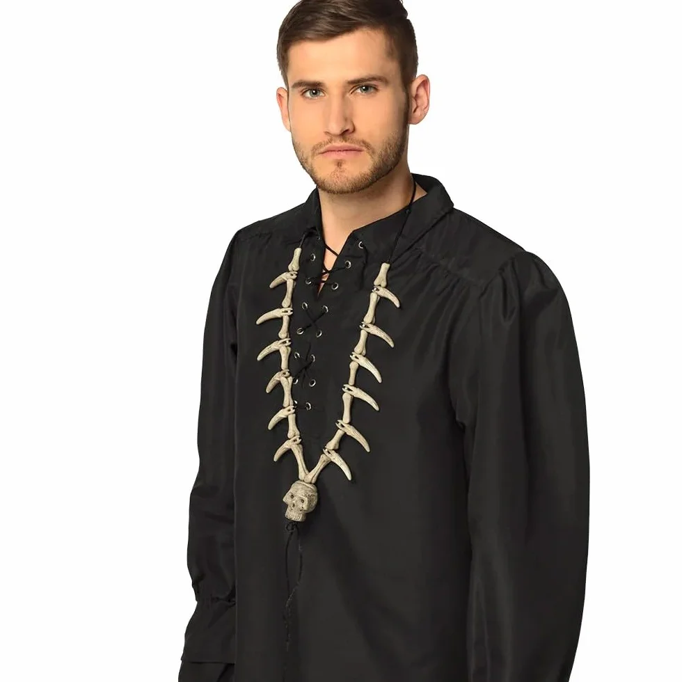 Boland 74192 - Naszyjnik czaszki, beżowy, unisex, naszyjnik, kość, rozciągliwy, biżuteria na szyję, biżuteria kostiumowa, pirat, zombie, kostium, karnawał, impreza tematyczna