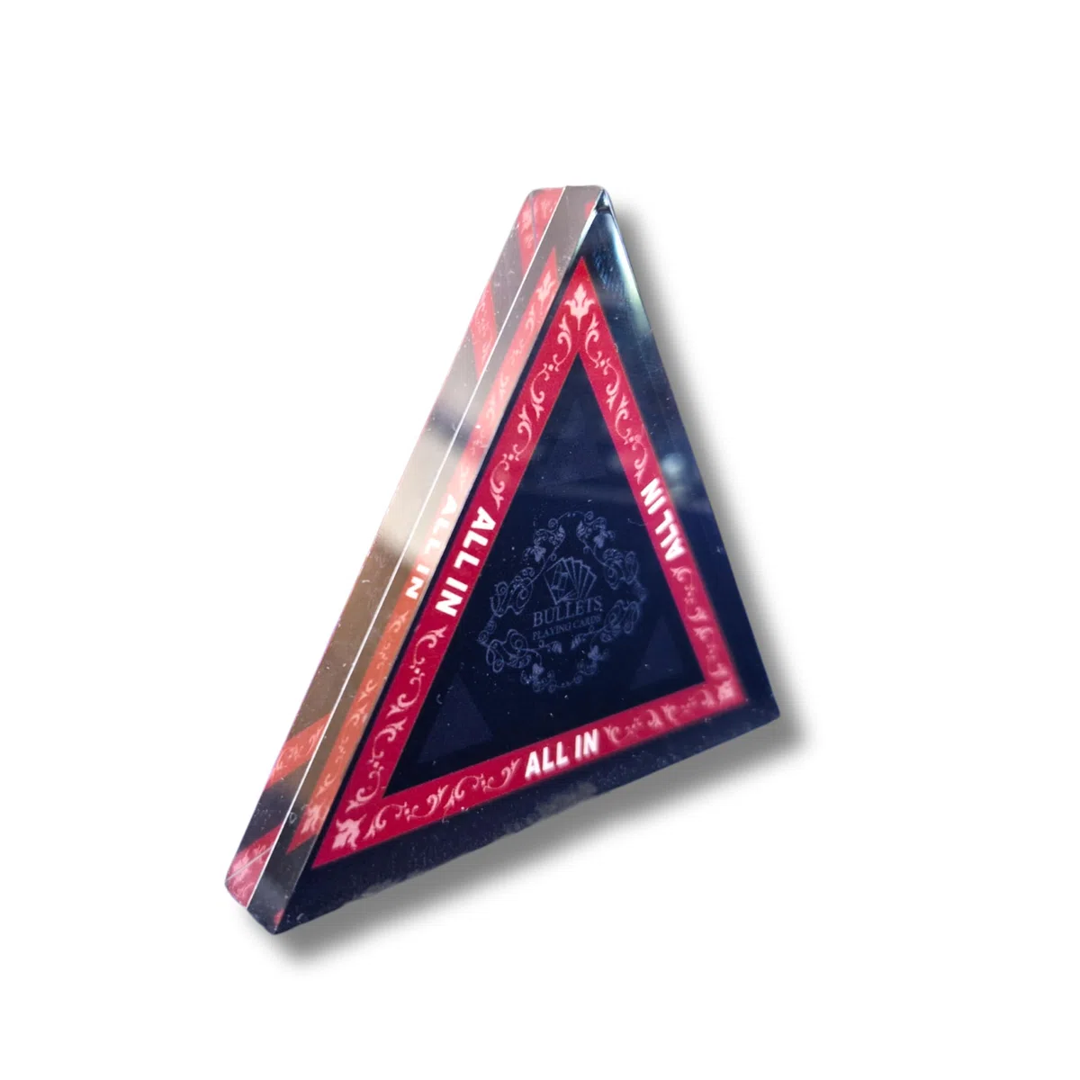 Bullets Playing Cards, Trójkąt all-in, poker, akryl, 7,2 x 7,2 x 7,2 cm