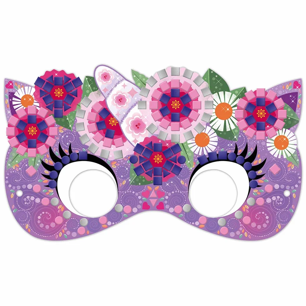 Janod - Mosaic Masks Set - Les Ateliers du Calme - Childrens Creative Leisure Kit - Develops Fine Motor Skills and Concentration - Suitable for ages 7 and up - J07956