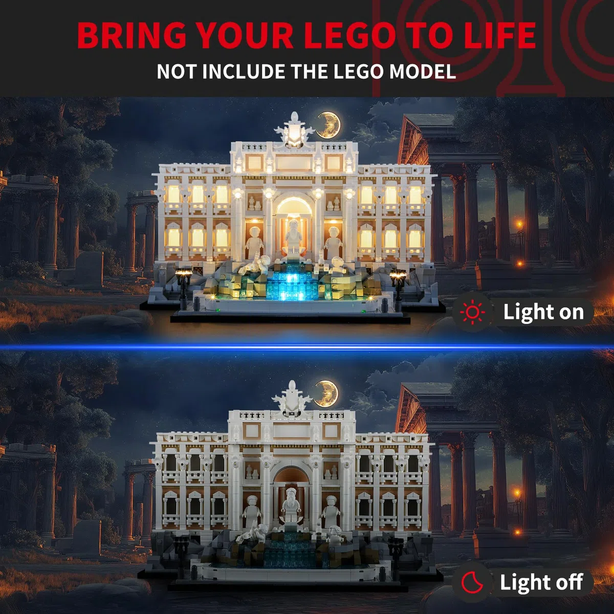 BRIKSMAX Oświetlenie do fontanny Lego Trevi 21062 - kompatybilne z modelem Architecture - bez zestawu