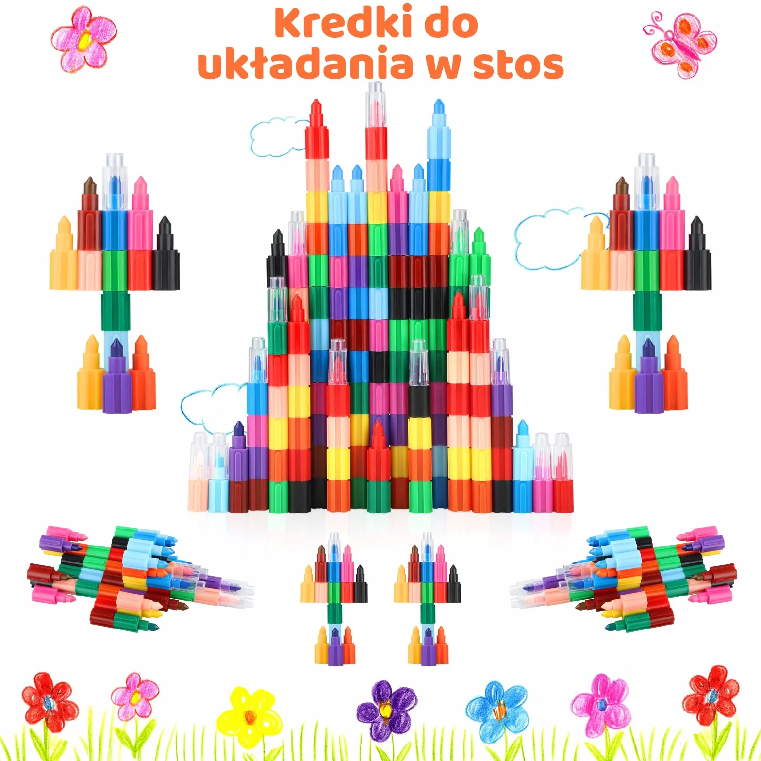 12 x DIY kredki do układania w stos dla dzieci i dorosłych, kolorowe kredki punktowe do szkolnego rysunku biurowego, nietoksyczny zestaw kredek do kolorowania na materiały stacjonarne prezent