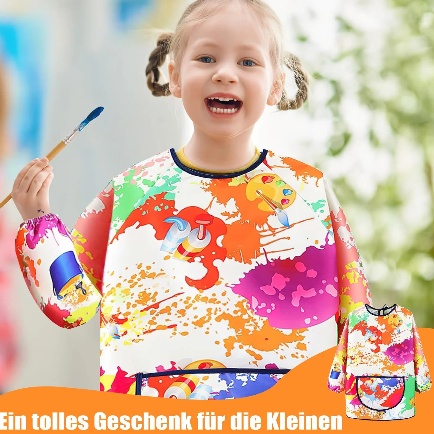 Fartuch malarski dla dzieci, wodoodporny fartuch malarski, fartuch z rękawami, regulowany fartuch kuchenny z rękawami, do malowania i majsterkowania, pieczenia, gotowania, dla dziewcząt i