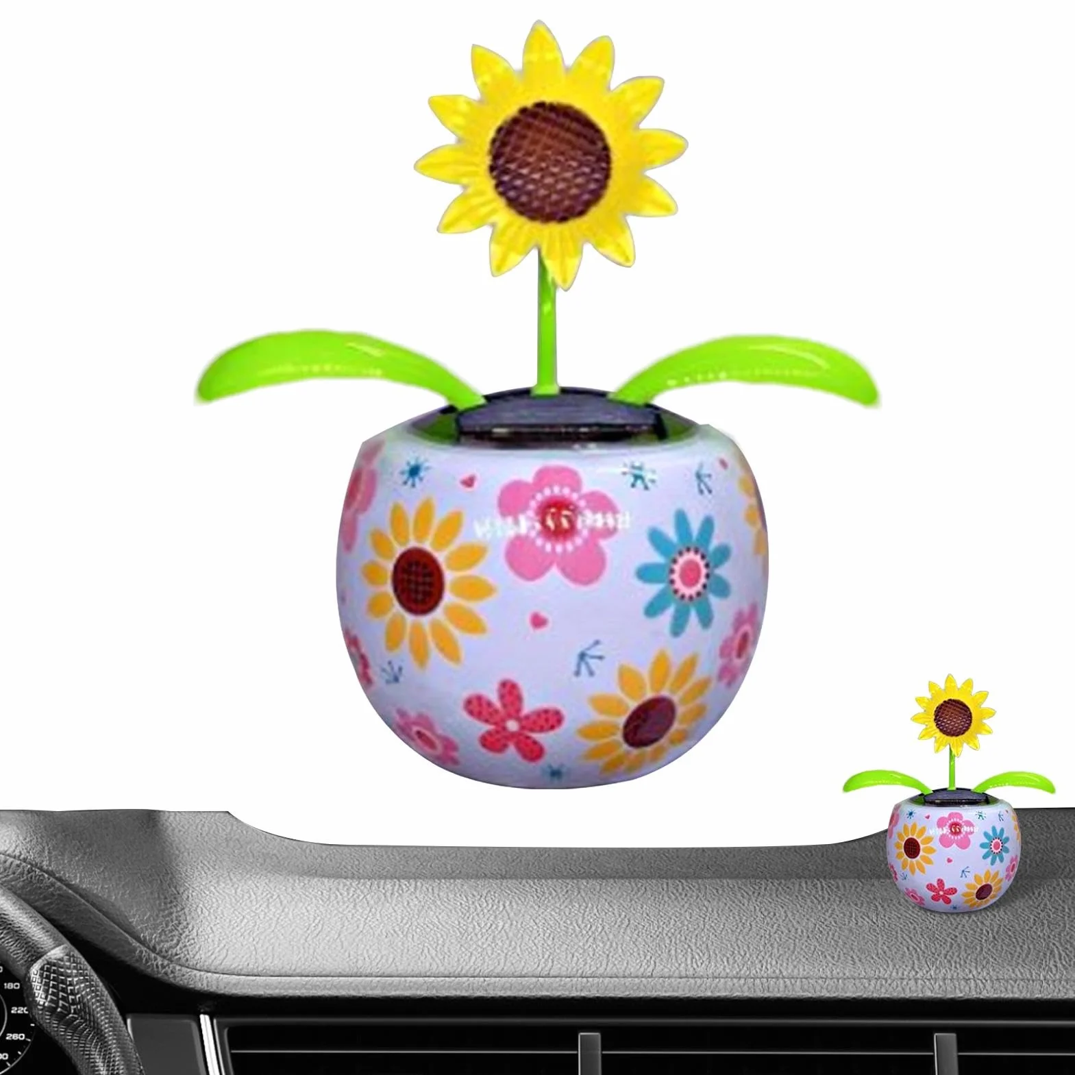 Ta?cz?ce kwiaty solarne – urocze kwiaty zasilane energi? s?oneczn? Bobblehead dekoracja samochodu w kolorowych doniczkach, dekoracja samochodu, figurki do ta?ca s?onecznego biurko, desk?