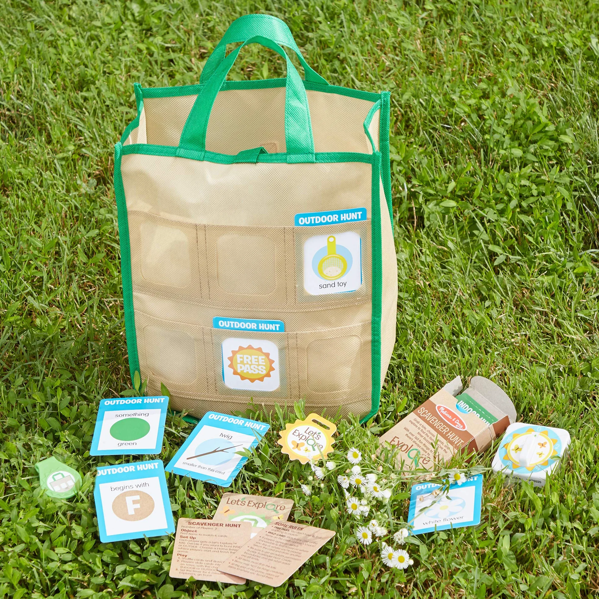 Melissa & Doug Zestaw Let's Explore Indoor/Outdoor Scavenger Hunt | Zabawa udawana | 4+ | Prezent dla chłopca lub dziewczynki