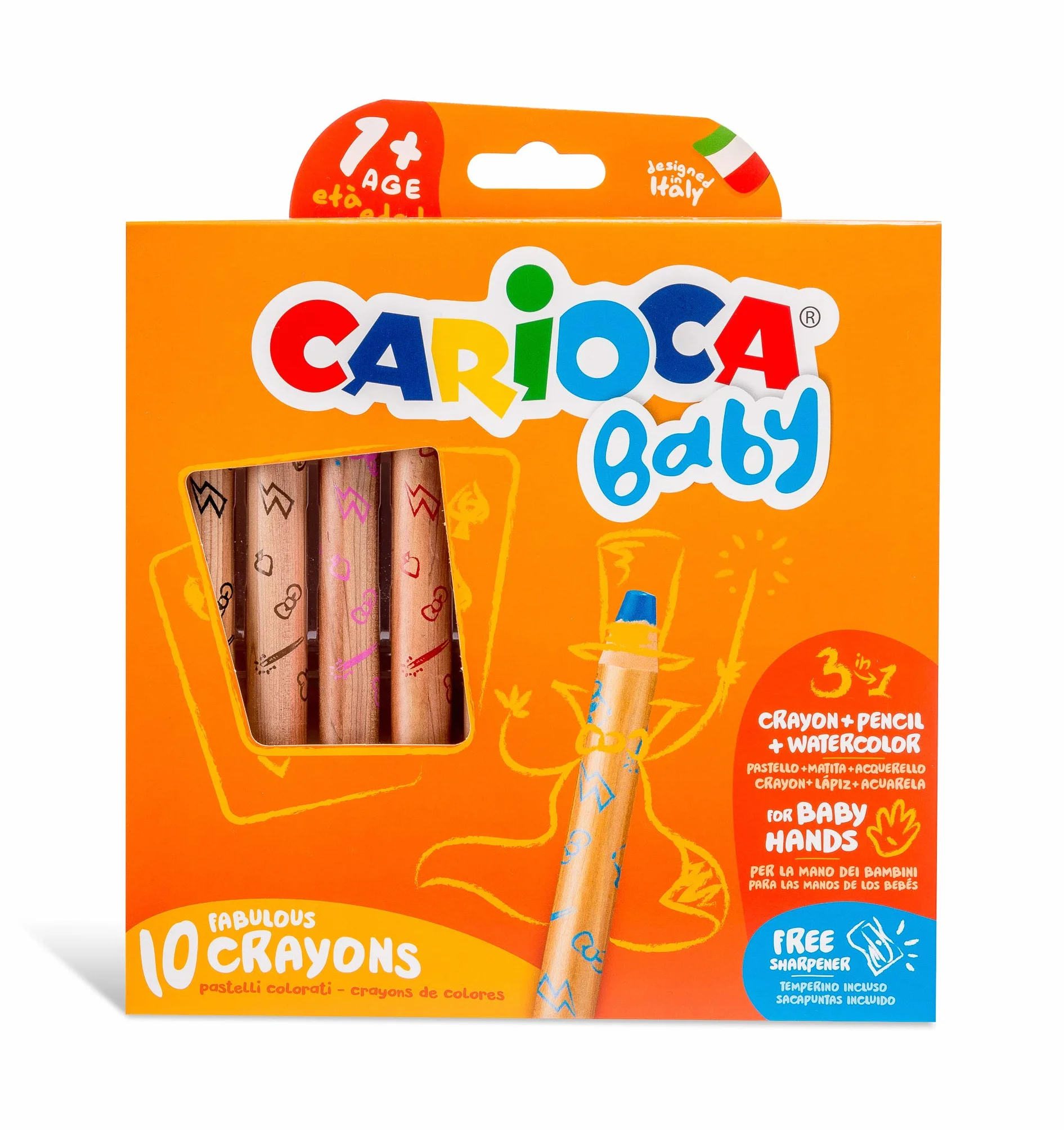 Carioca CAR-42818 kredki dziecięce 3 w 1, 10 sztuk