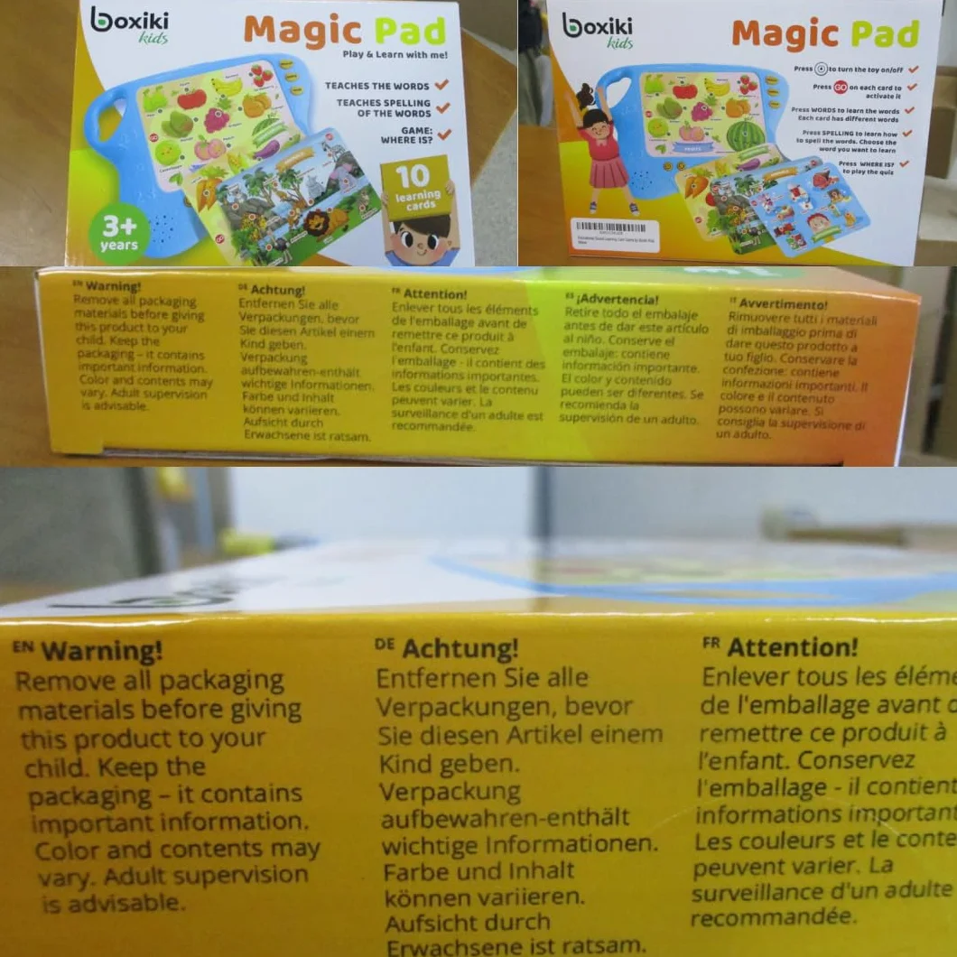 Boxiki Kids Pad do nauki języka angielskiego z 10 kartami i grą planszową, inteligentny tablet dla dzieci z dotykiem i funkcją nauki