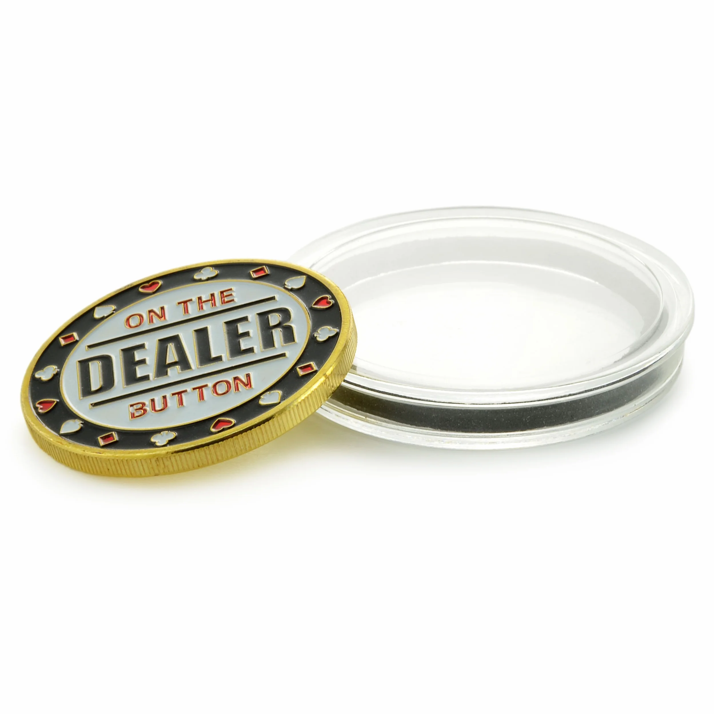 Ganzoo Dealer Button jako wysokiej jakości metalowa moneta w etui, Poker, Poker Button, marka