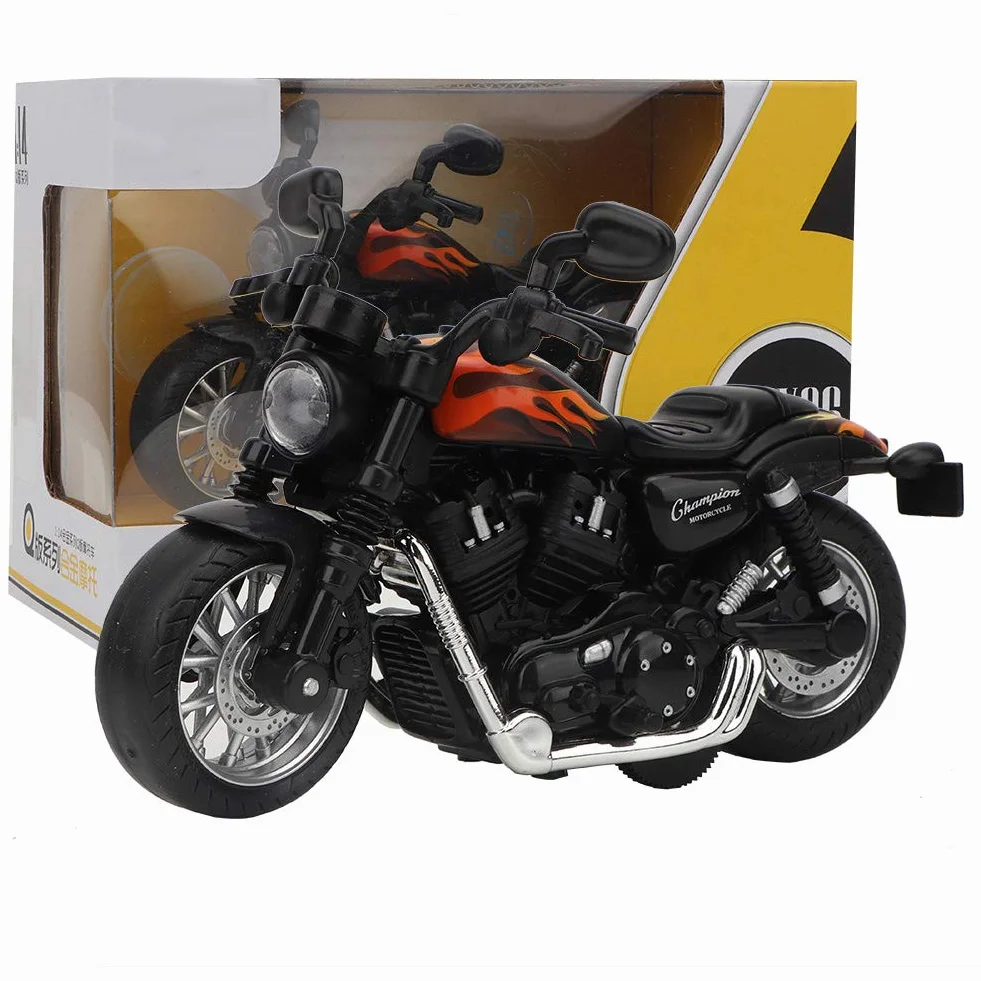 Motorbike Model Toy, Electric Alloy Car High Simulation Model Toy with Light and Music Education Toys Gift For Children[Black]