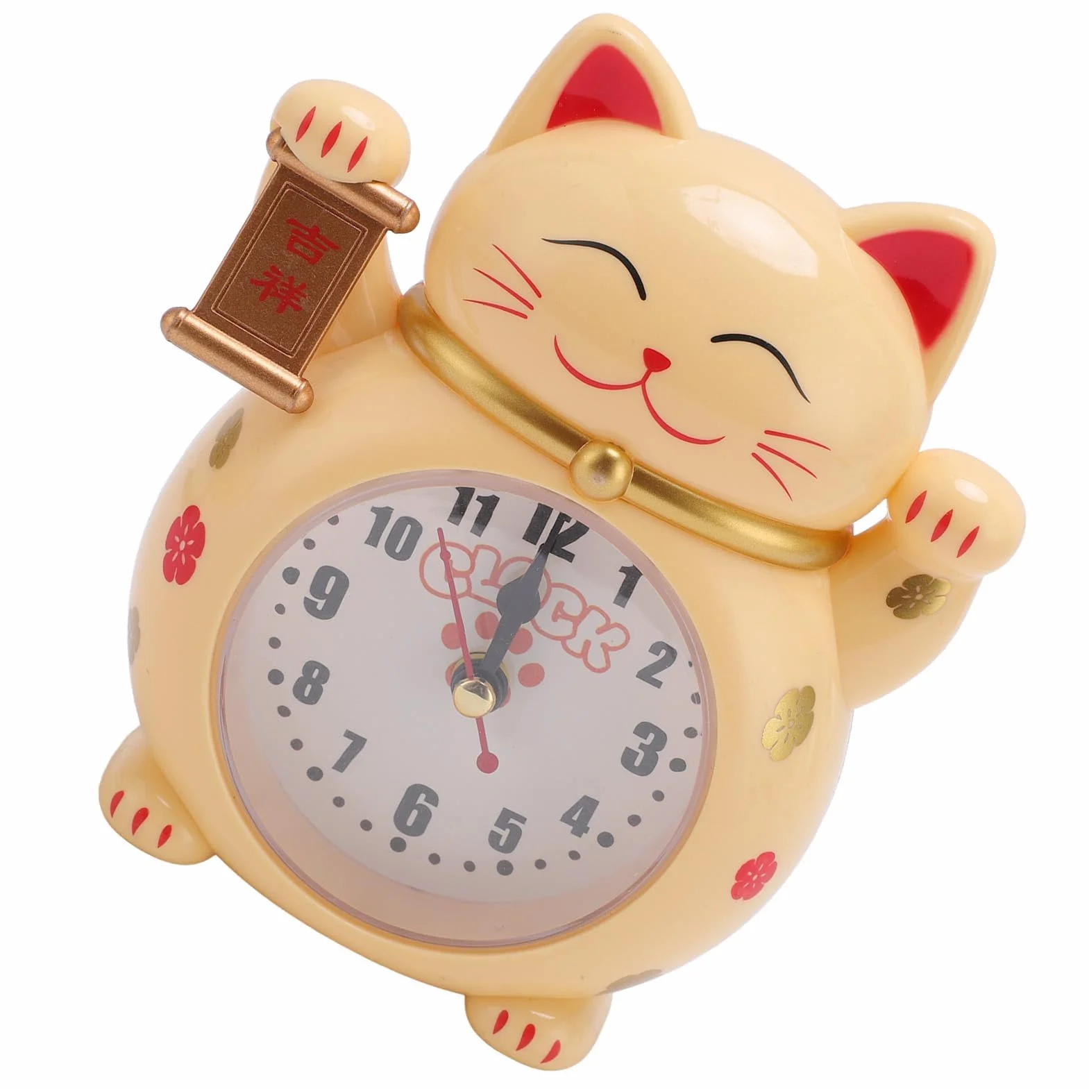 Lucky Cat YF2025D, urocza kreskówka szczęście kot budzik i zegar biurkowy