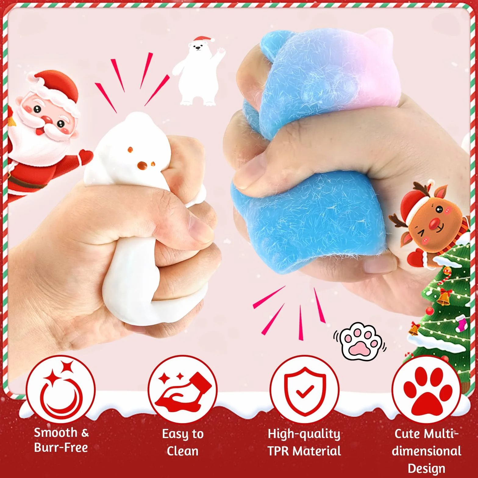 Zestaw 4 szt. Taba Squishy Fufu Squishy Squishy, antystresowe zabawki Fidget zabawki sensoryczne wyciskanie zabawki prezenty na urodziny Boże Narodzenie upominki na przyjęcia