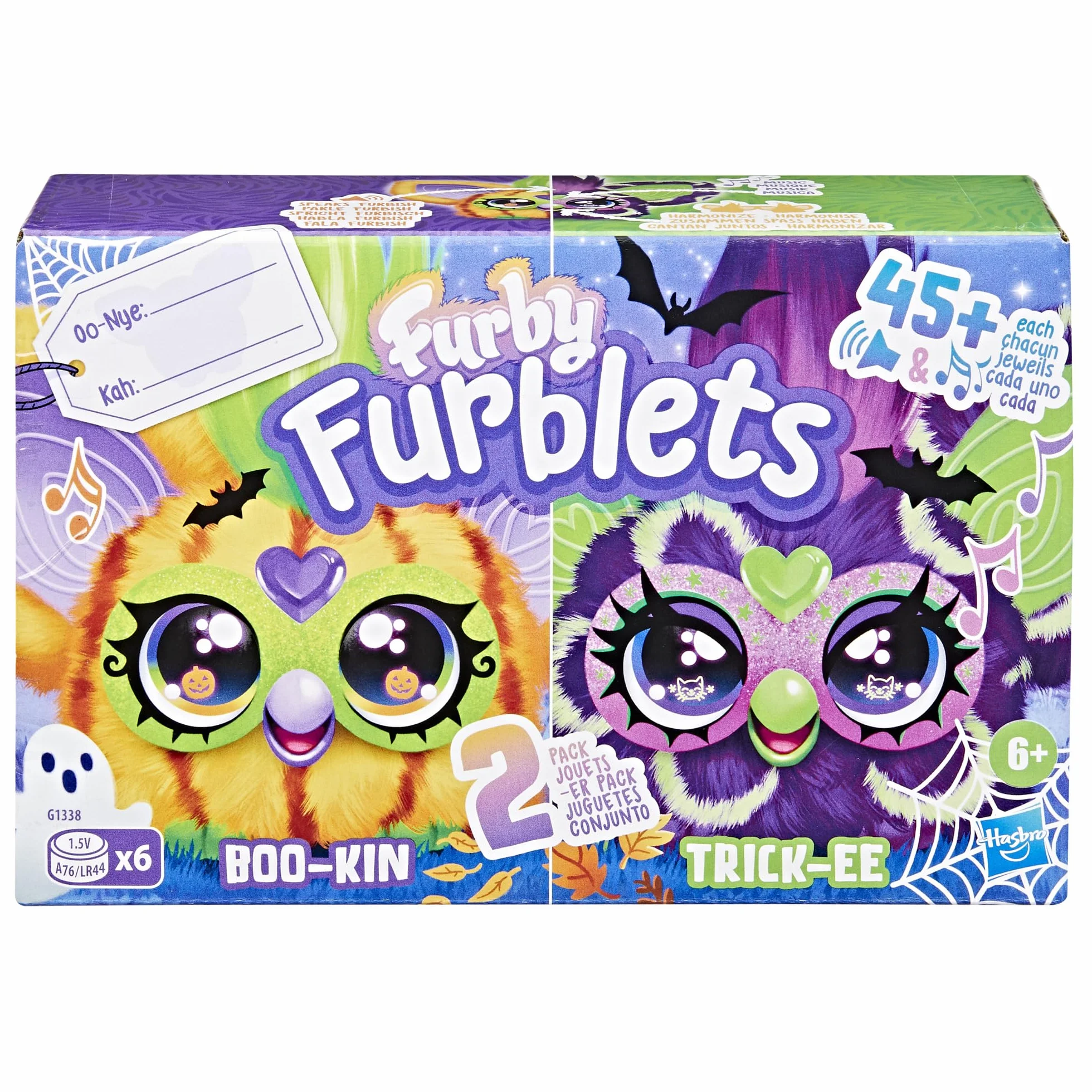 Furby Furblets Mini Friends Trick-Ee & Boo-Kin, elektroniczne pluszowe zabawki, wielokolorowe, prezenty na powrót do szkoły, dla dzieci od 6 lat (tylko Amazon)