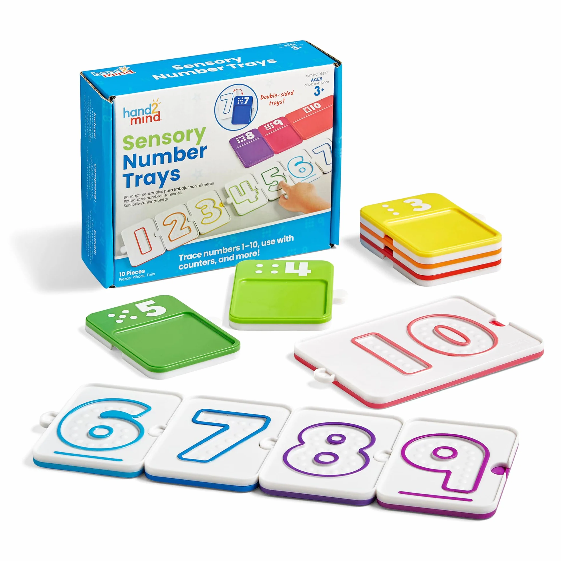 Learning Resources – Tabliczki sensoryczne z cyframi, Zabawki edukacyjne dla dzieci w wieku 3+, Tabliczki do nauki matematyki, dotykowa nauka liczb, Liczenie od 1 do 10, Szkolne zasoby edukacyjne