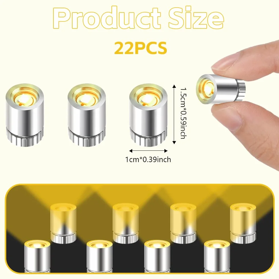 AUAUY 22 szt. Mini LED światło bateryjne, miniaturowy model dekoracyjny LED, mini oświetlenie LED do dekoracji domów dla lalek, ciepła biel