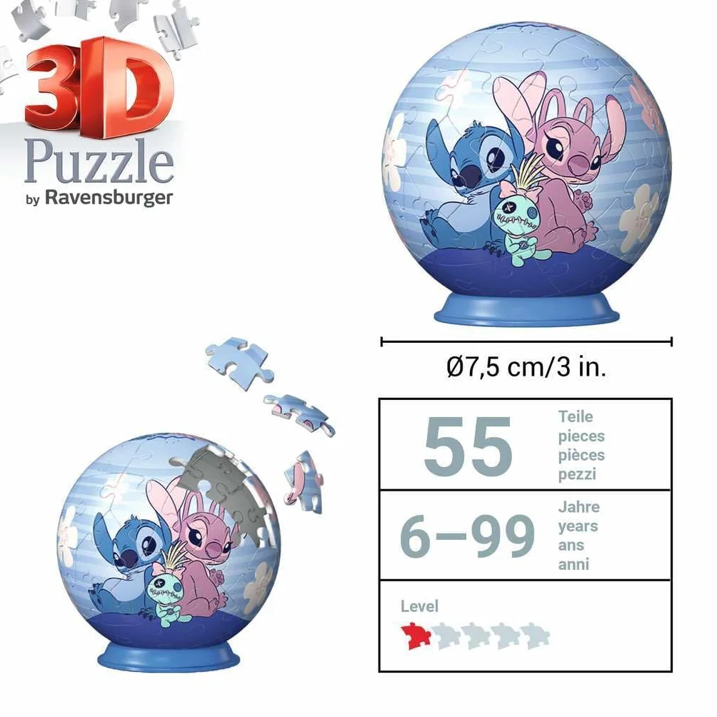 Ravensburger Puzzle 3D Kula: Stitch & Andzia