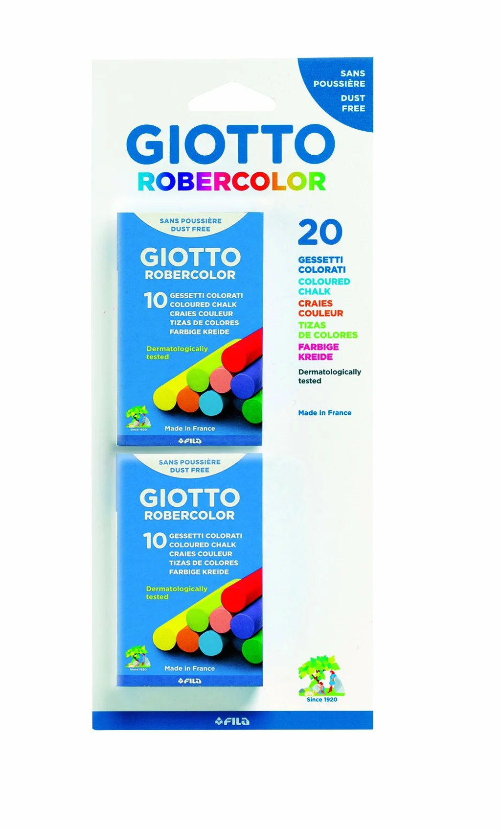 Giotto F086000 - zestaw z 2 etui w 10 kolorach (łącznie 20 kred), wielokolorowy