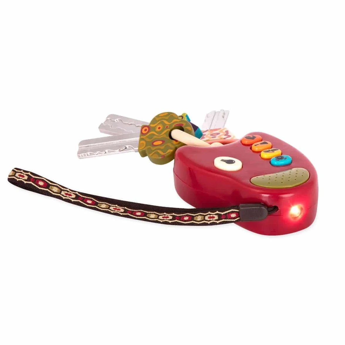 B. toys – FunKeys Toy – Funky Toy Keys dla małych dzieci i niemowląt – zabawka kluczyki samochodowe i czerwony pilot zdalnego sterowania z jasnością i dźwiękami – w 100% nietoksyczne i wolne od BPA