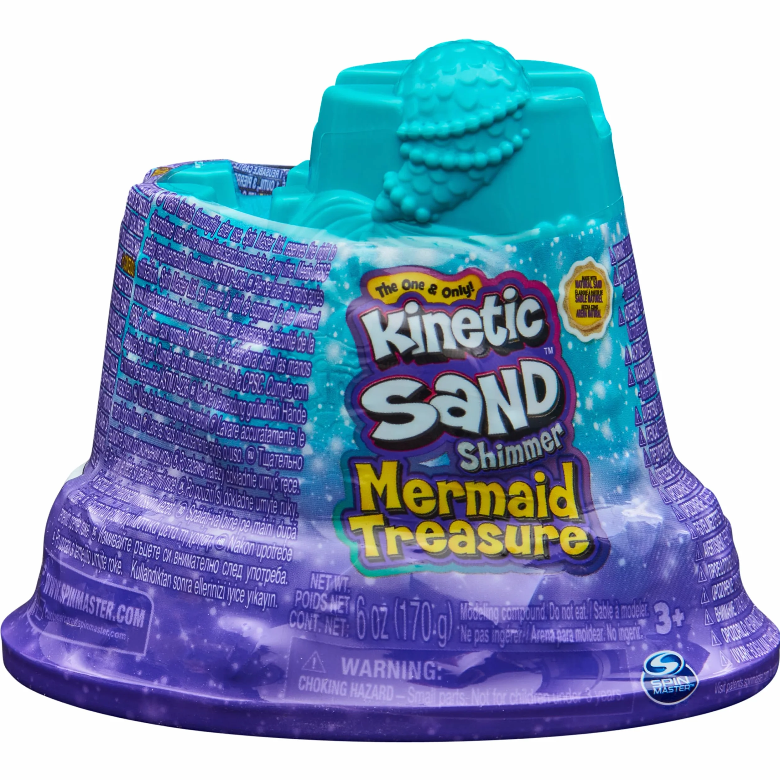 Kinetic piasek, mini zamek syrenki, 170 g piasku, fioletowy magiczny piasek, 1 forma, 2 akcesoria i 3 kamienie szlachetne, zabawka dla chłopców i dziewczynek 3 lata