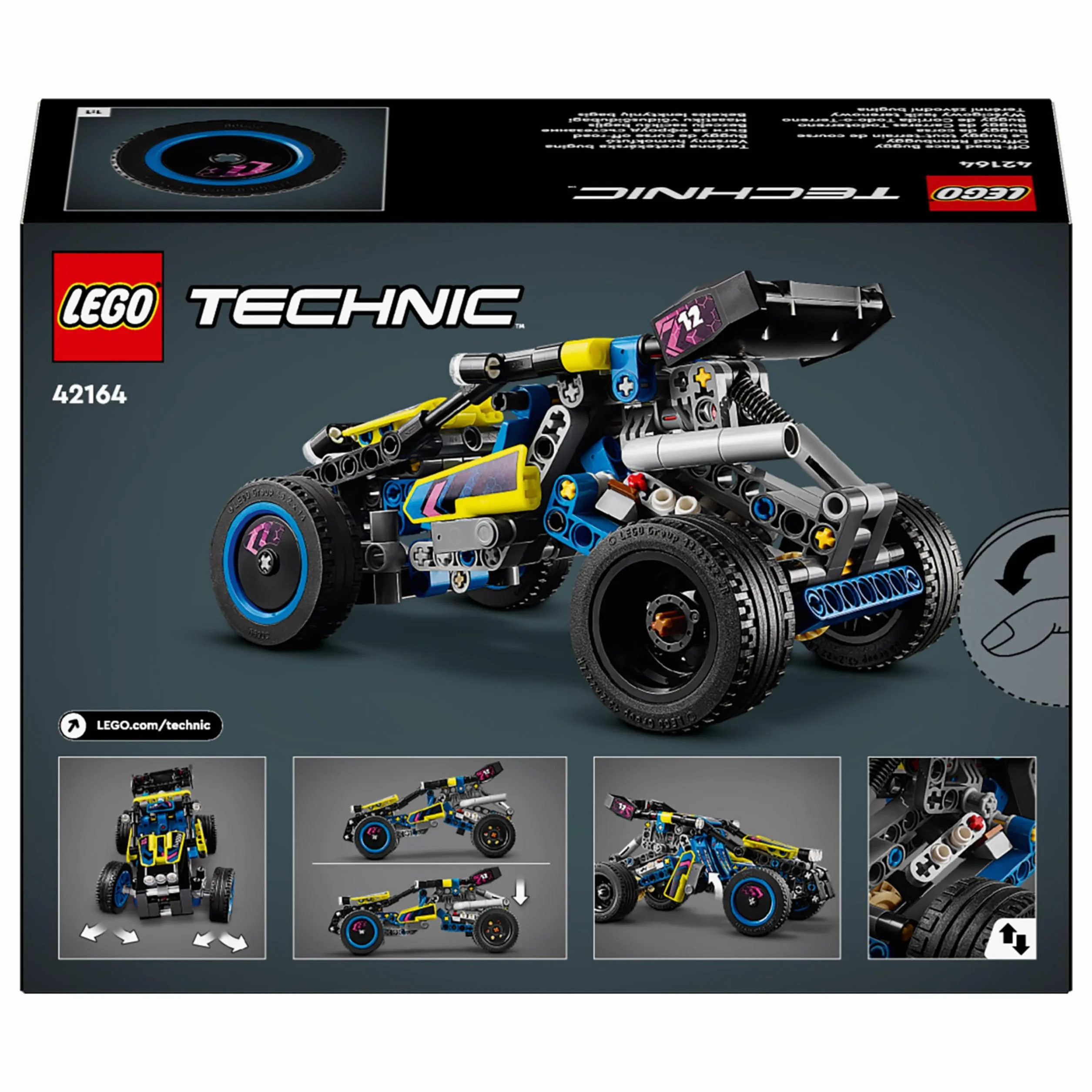 LEGO Technic Wyścigowy łazik terenowy 42164; pojazd dla chłopców i dziewczynek w wieku od ośmiu lat, którzy lubią wyścigi