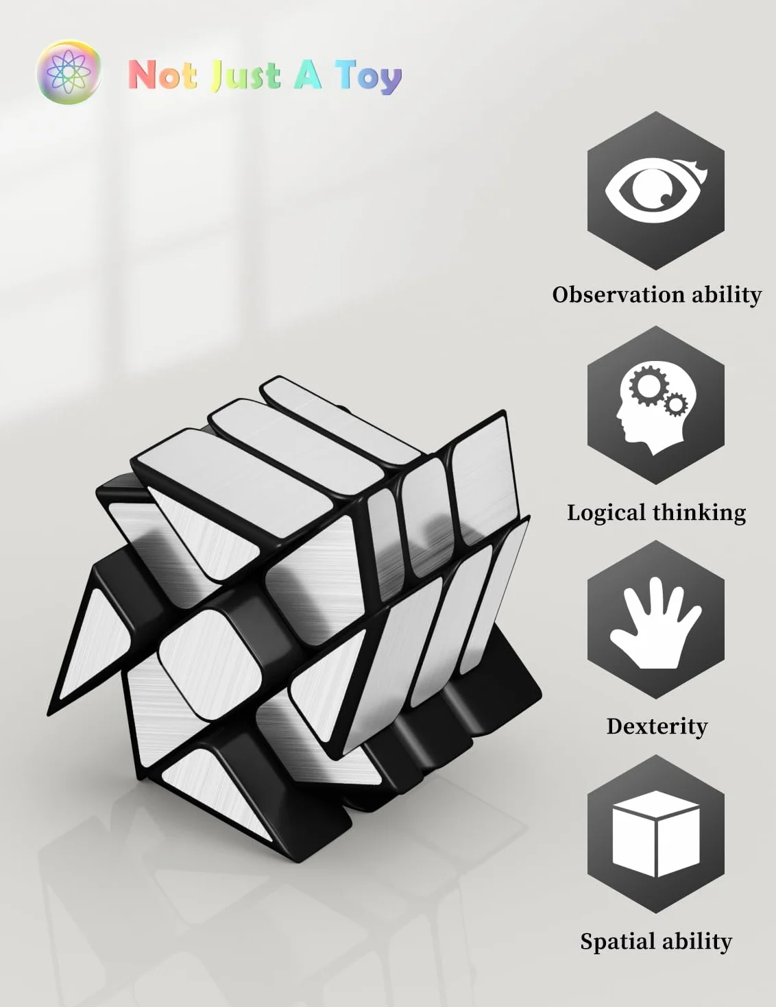 ROXENDA Speedcube zestaw 2 lusterek w kolorze złotym w kształcie litery S, srebrne kostki z ochroną przed wiatrem, nieregularne podmuchy Speedcubing 3 x 3 x 3 Speed Cube Twisty Box, puzzle, złoty