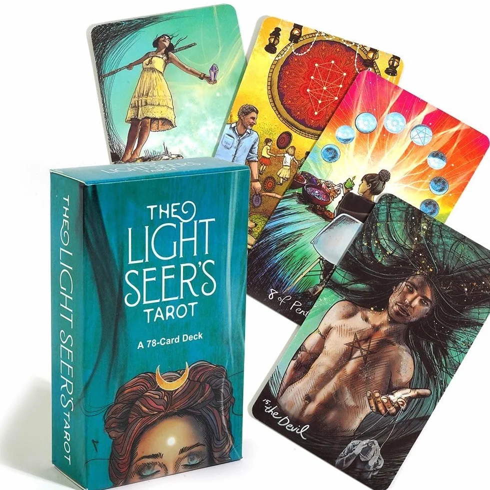 The Light Seer's Tarot – 78 kart tarota do wróżenia losu, angielskie gry karciane na imprezy, karty tarota, odpowiednie dla początkujących i doświadczonych graczy, tajemniczy prezent dla przyjaciela