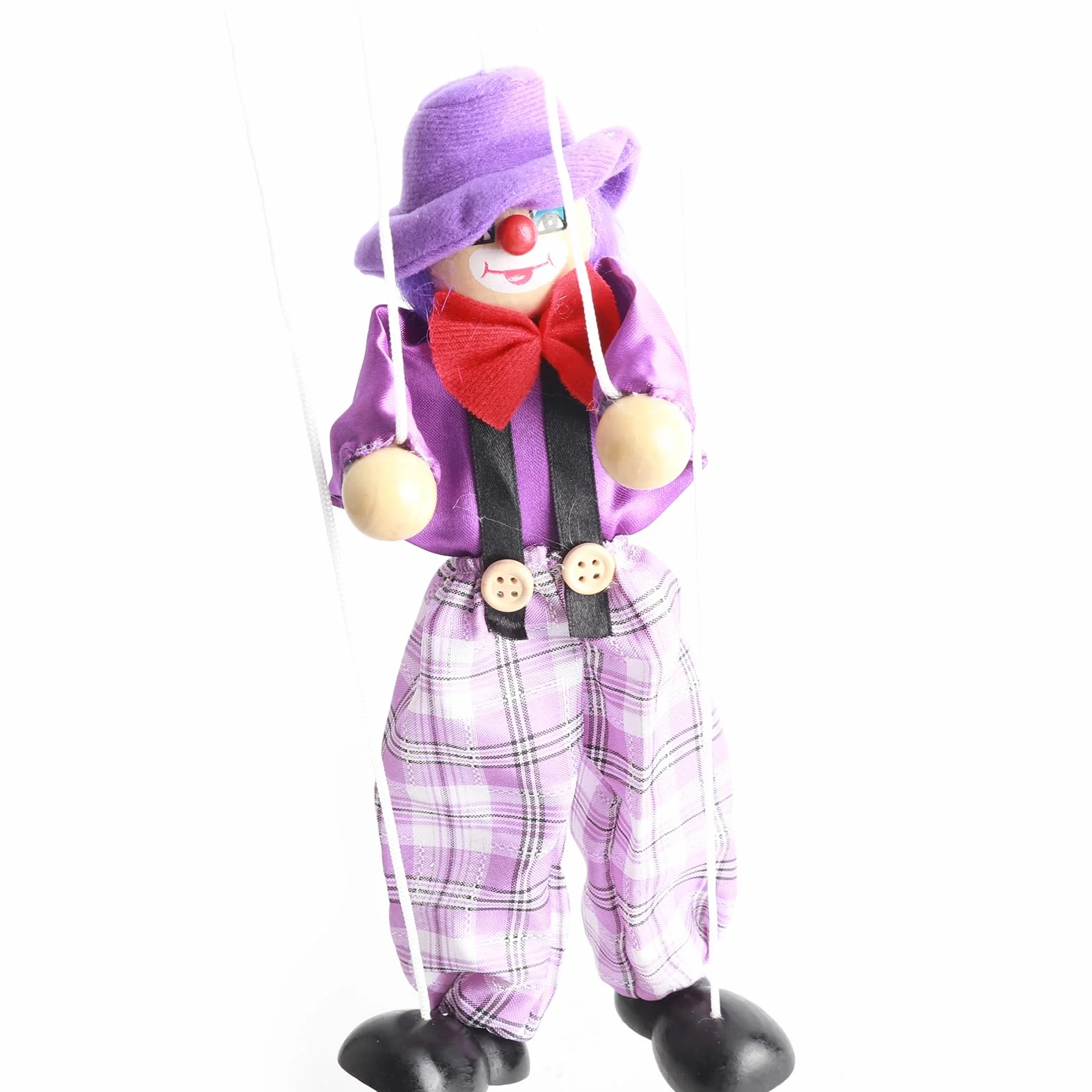 Drewniane Zabawki Rzemieślnicze Marionetki śmieszne Kolorowe Lalki ze Sznurkiem na Prezenty dla Dzieci, Zabawki Wczesnego Rozwoju (PURPLE)