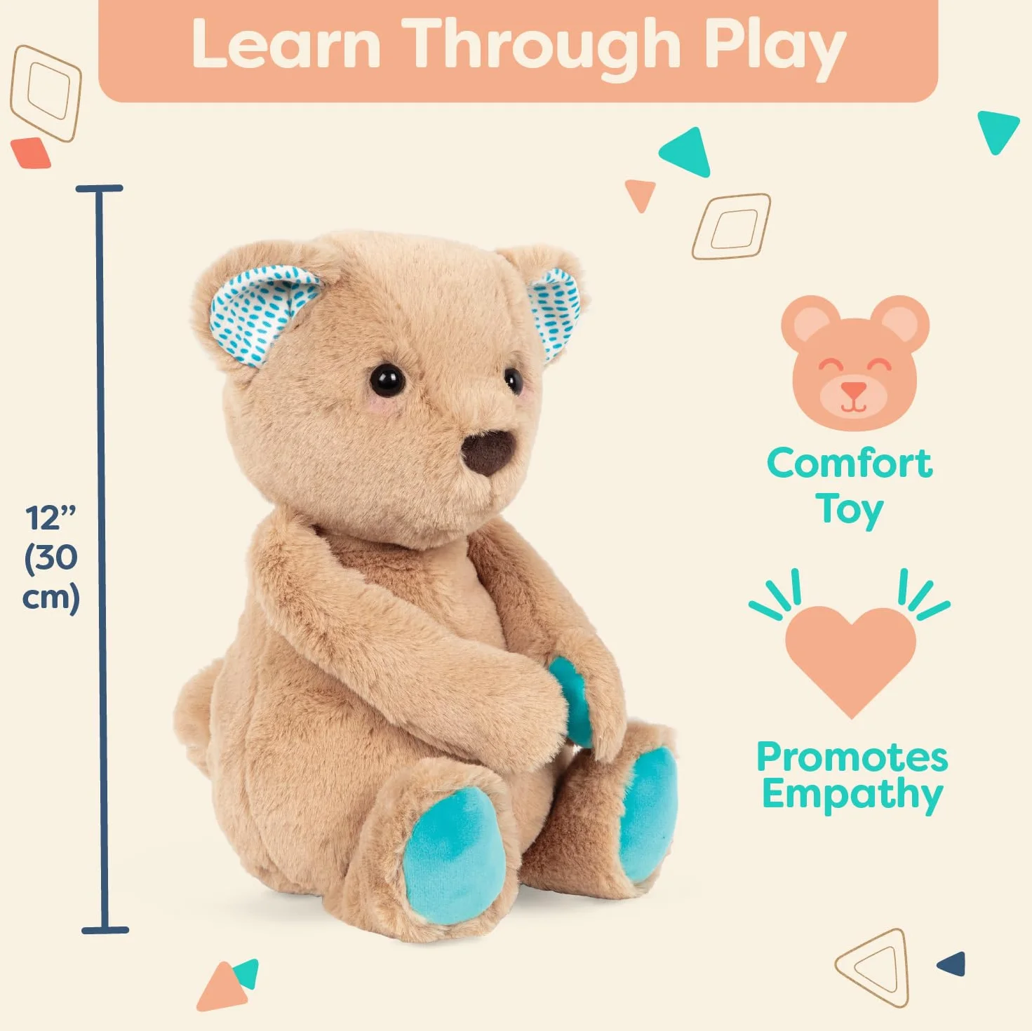 B. toys Pluszowy miś – super miękki ze słodkimi uszami – pluszowy miś w kolorze brązowym, turkusowym, zabawka dla niemowląt i dzieci, dla dziewczynek i chłopców od 0 miesięcy