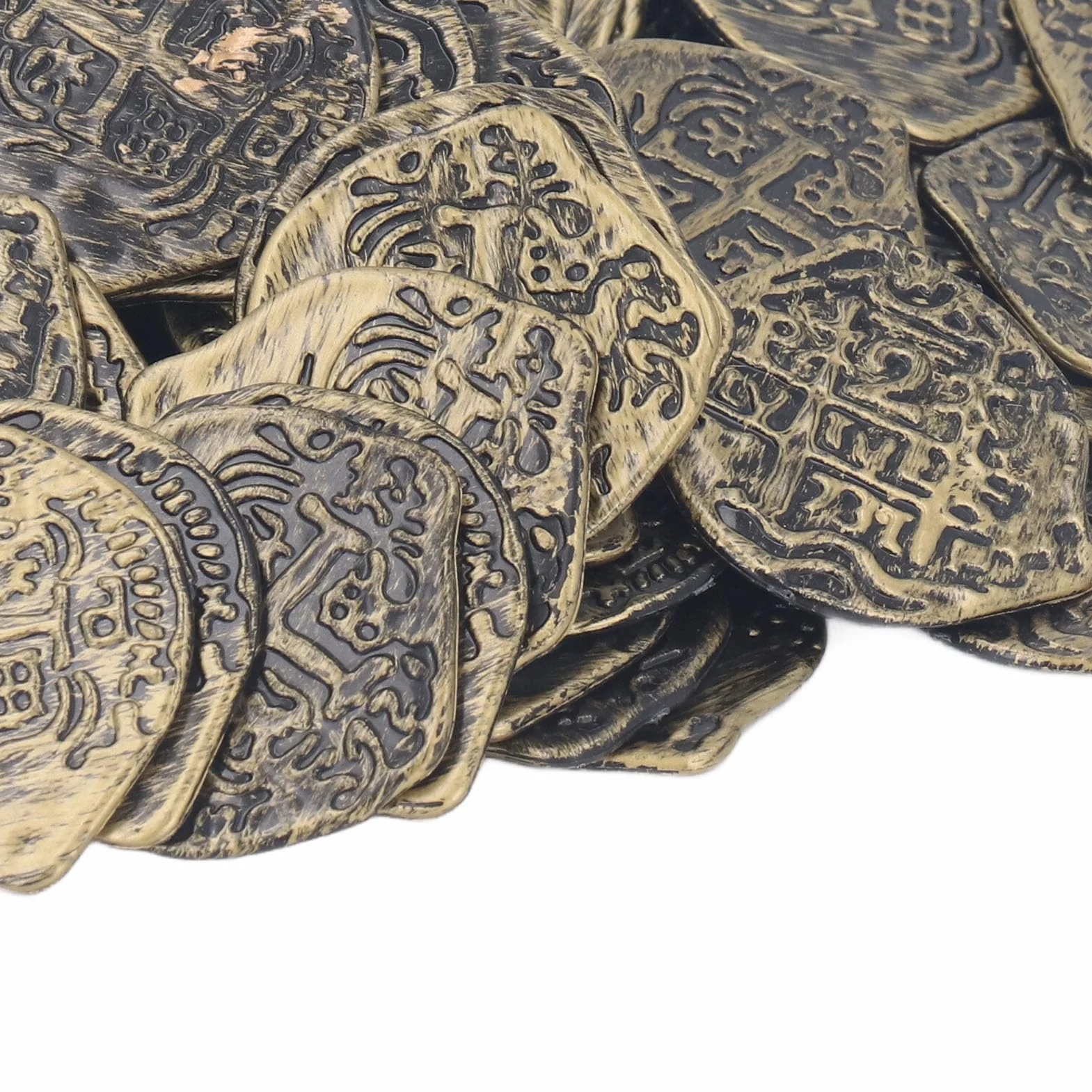 100 szt. Monety Pirackie St Patrick Coin Plastikowe Monety Fałszywe Monety do Zabawy na imprezę z Okazji Halloween (Opalony na brąz)