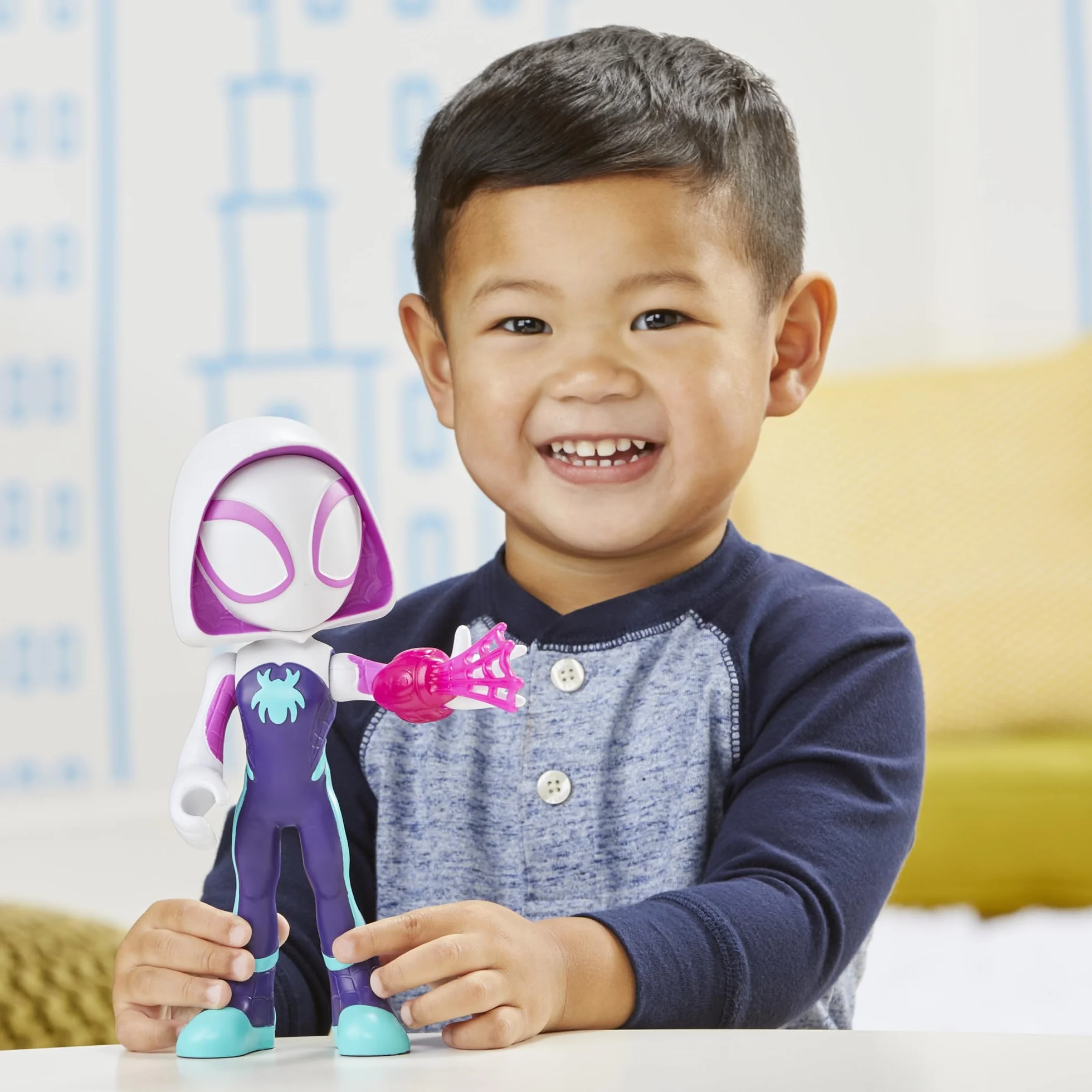 Superwielka figurka Ghost-Spider o wysokości 22,5 cm z serialu ""Spidey i super-kumple"" Marvela, zabawki dla przedszkolaków, zabawki z superbohaterami dla chłopców i dziewczynek w wieku od 3 lat