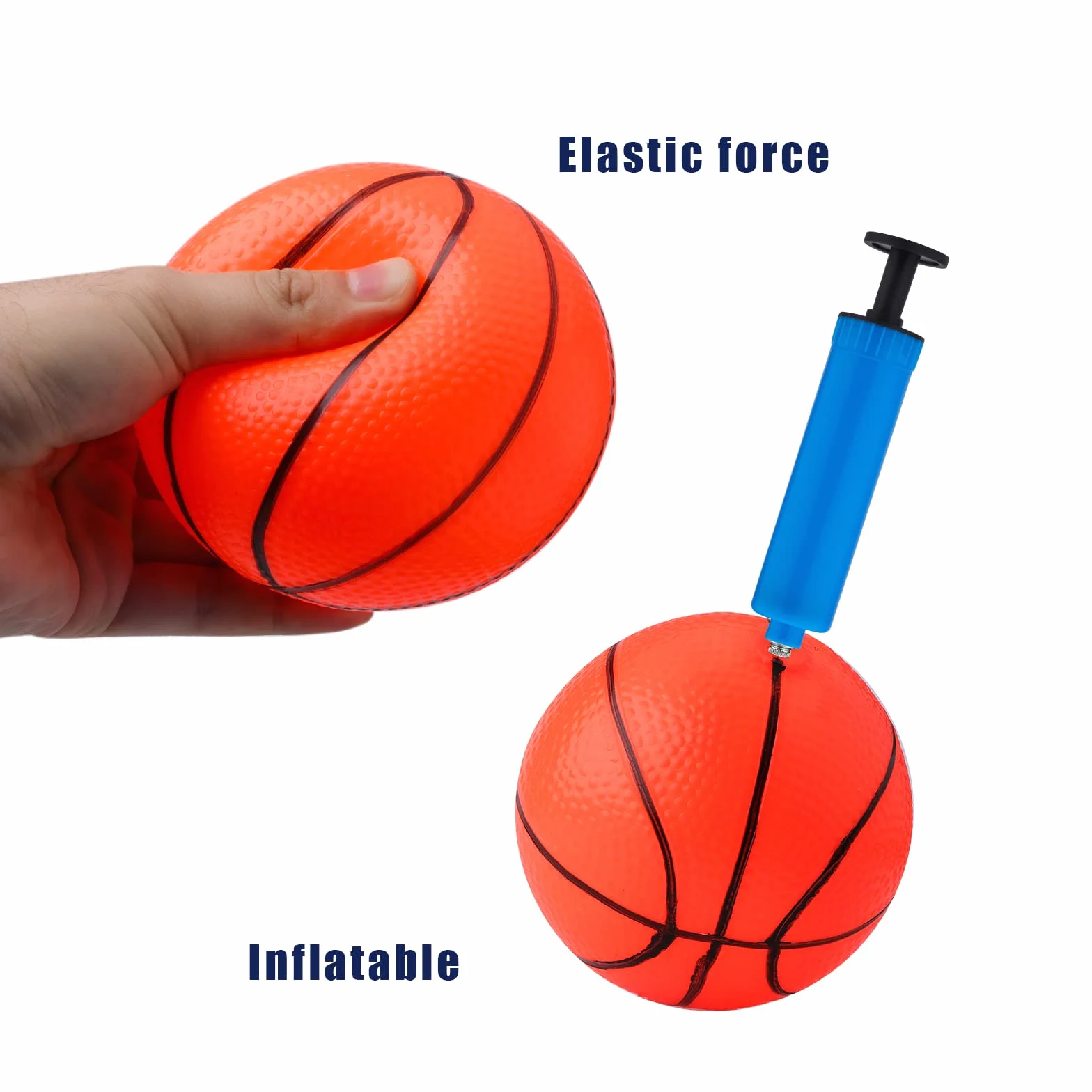 AIEX 10 Szt. 10 cm Mini Dmuchane Pilki do Koszykówki, Guma Mini Zabawka do Koszykówki z Inflatorem, Dmuchana Koszykówka Plazowa dla Dzieci Granie Cwiczenia (Pomaranczowy)