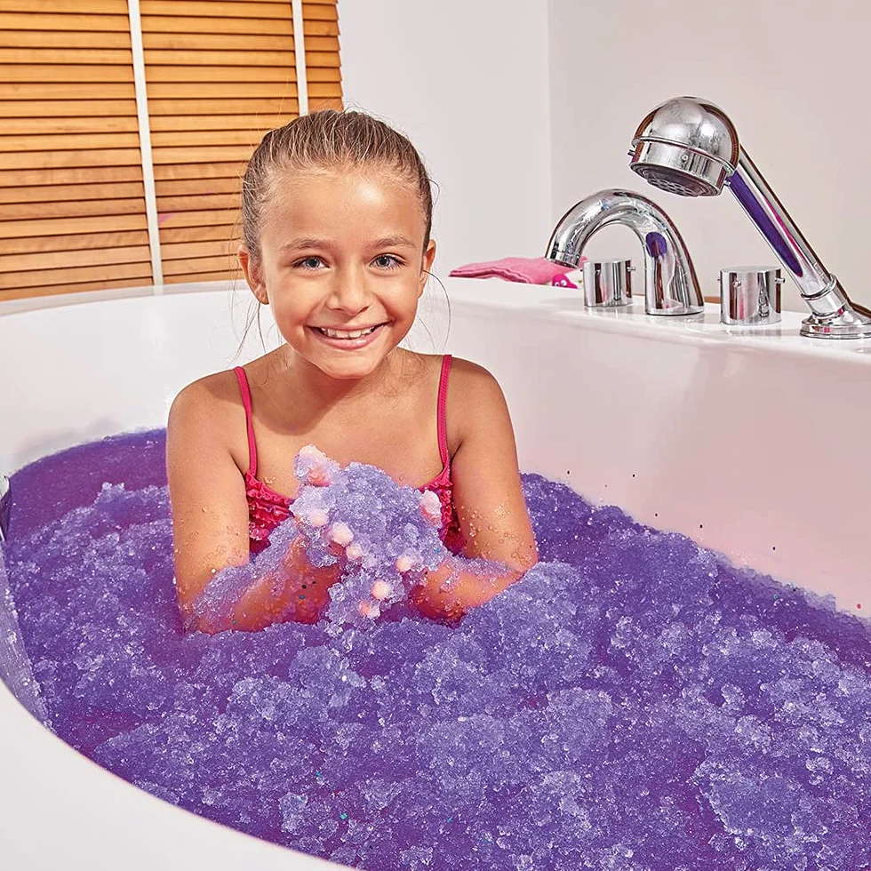 ZIMPLI - Eco Glitter Gelli Baff Purple, 1 kąpiel lub 6 zabaw, w magiczny sposób zamienia wodę w gęstą, kolorową mazię, zabawka do kąpieli dla dzieci nadająca się do recyklingu