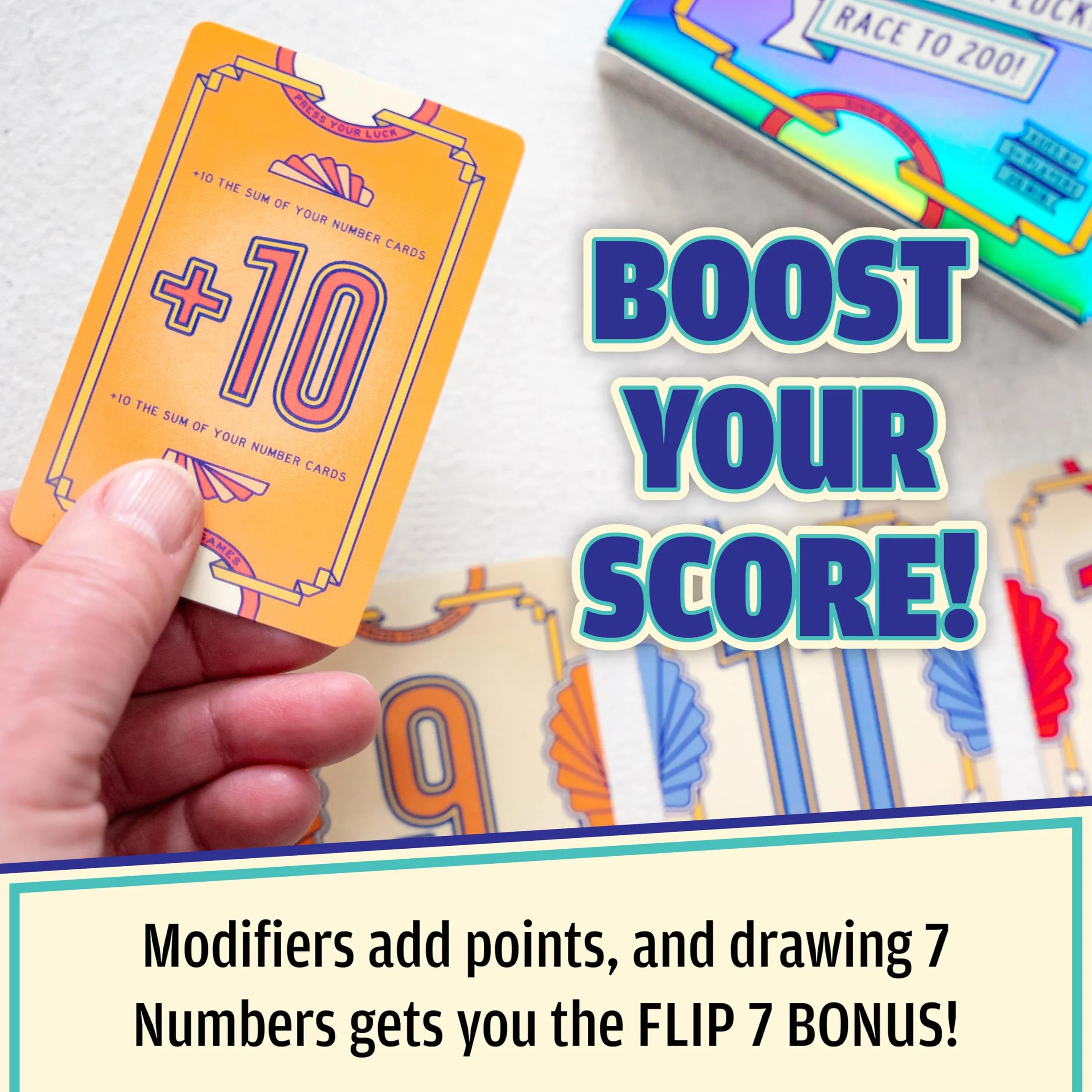 Flip 7™ Gra Karciana | Kompaktowy Rodzinny Zestaw | Połączenie Szczęścia i Strategii | Szybka do Nauczenia | 94 Karty | Zasady w Języku Angielskim