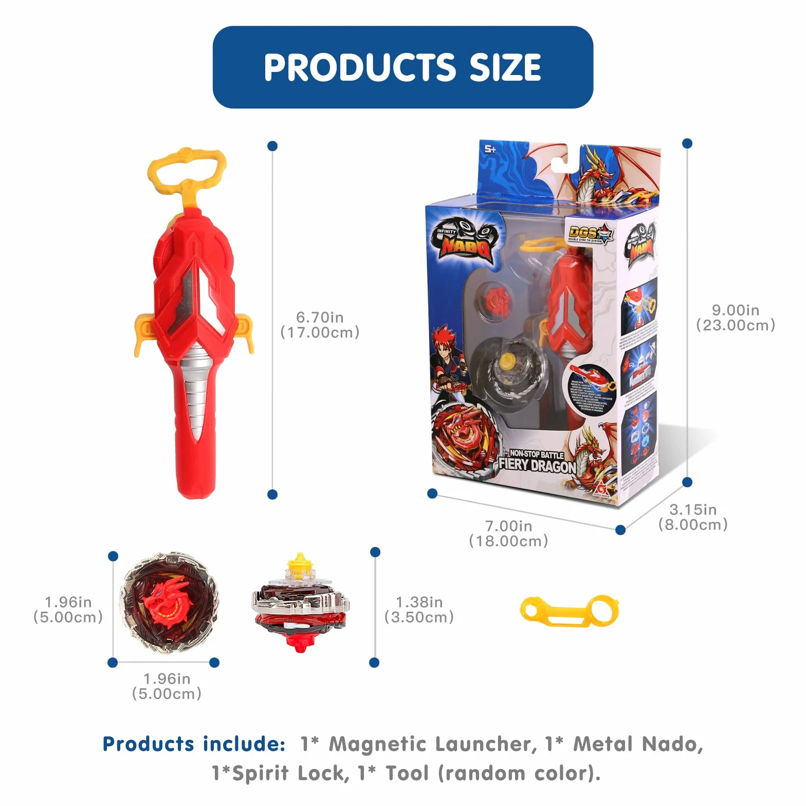Infinity Nado Magnetyczna wyrzutnia Spinner Endless Battle, płonący smok - prezent dla dzieci 5+