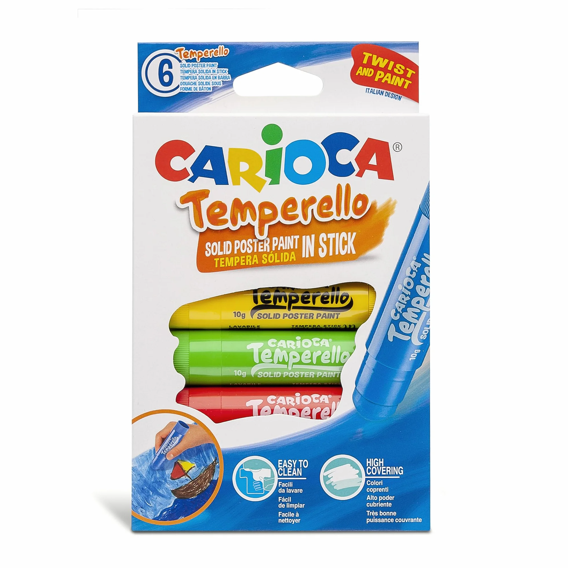 Carioca Temperello 42739 solidne farby temperowe, 6 sztuk