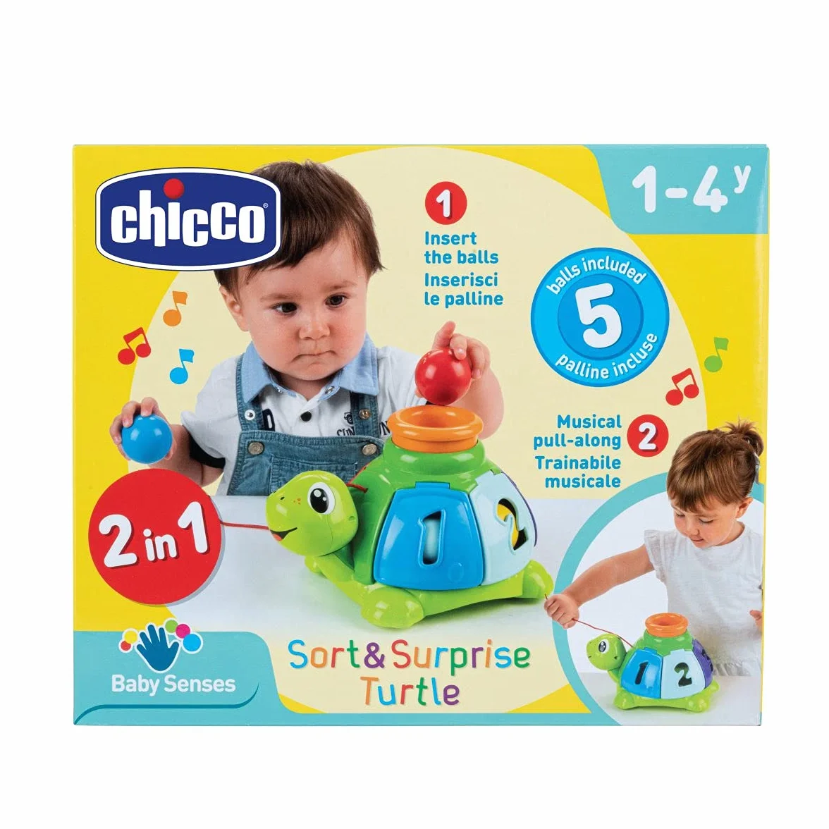 Chicco Sorter Żółwik, Elektroniczny Sorter Kształtów z 5 Kulkami do Dopasowywania, Zabawnymi Ćwiczeniami Manualnymi i Melodiami - Zabawki Edukacyjne dla Dzieci 1-4 lat