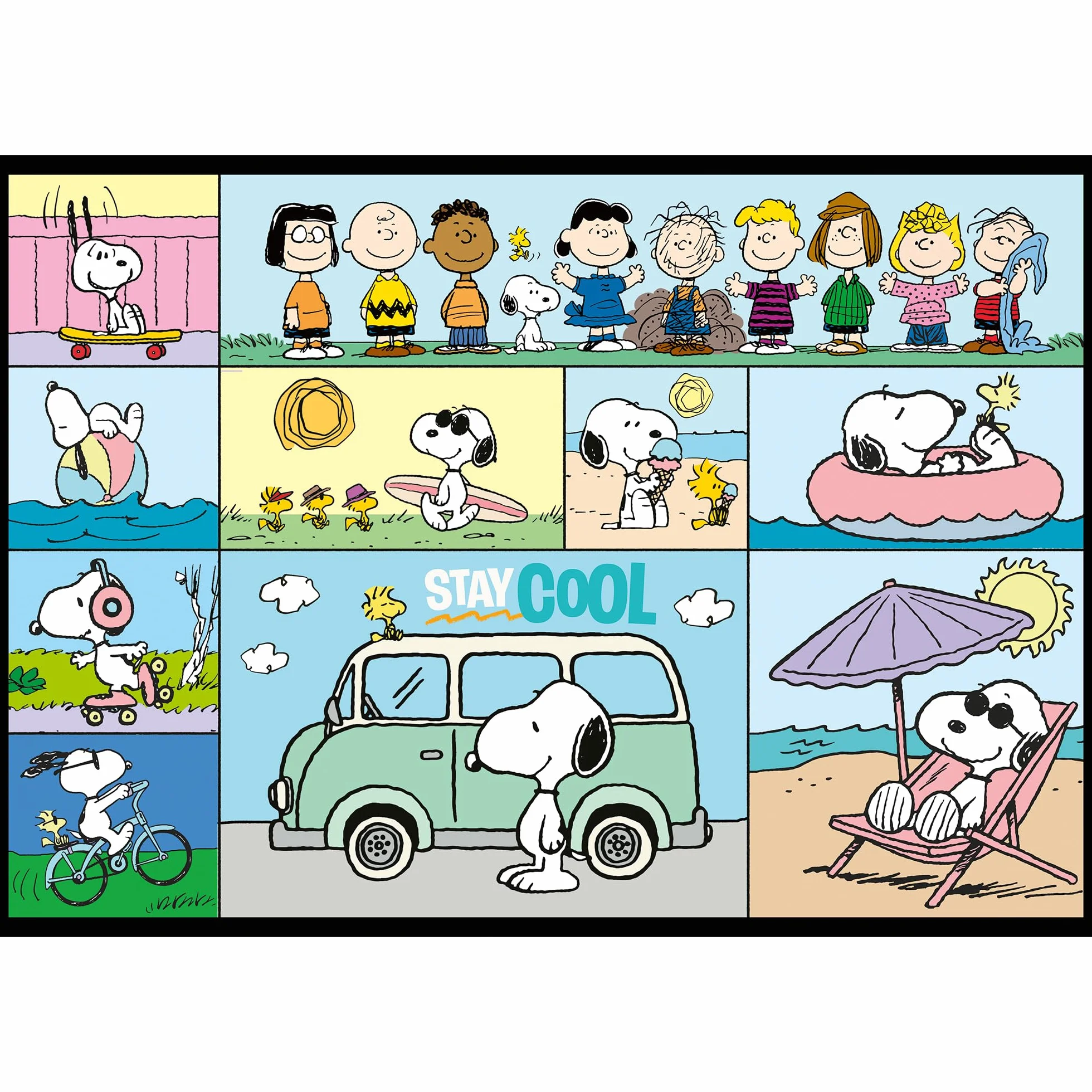 Trefl - Puzzle 4w1: Peanuts, Fistaszkowe przygody - 4 x 250 Elementów - Zestaw Czterech Układanek dla Nastolatków
