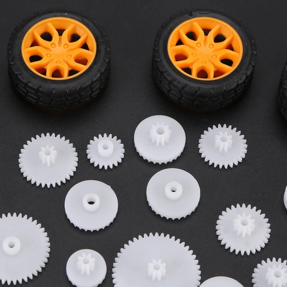 Akozon Plastikowe koła zębate Szklany pasek Zestawy zębatek Zestawy kół zębatych Wał Pas DIY Zestaw akcesoriów 78szt