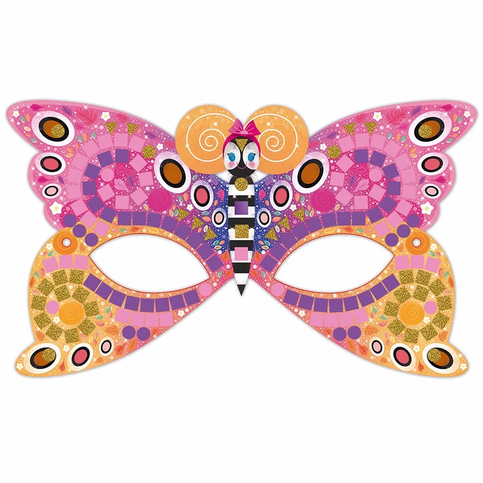 Janod - Mosaic Masks Set - Les Ateliers du Calme - Childrens Creative Leisure Kit - Develops Fine Motor Skills and Concentration - Suitable for ages 7 and up - J07956